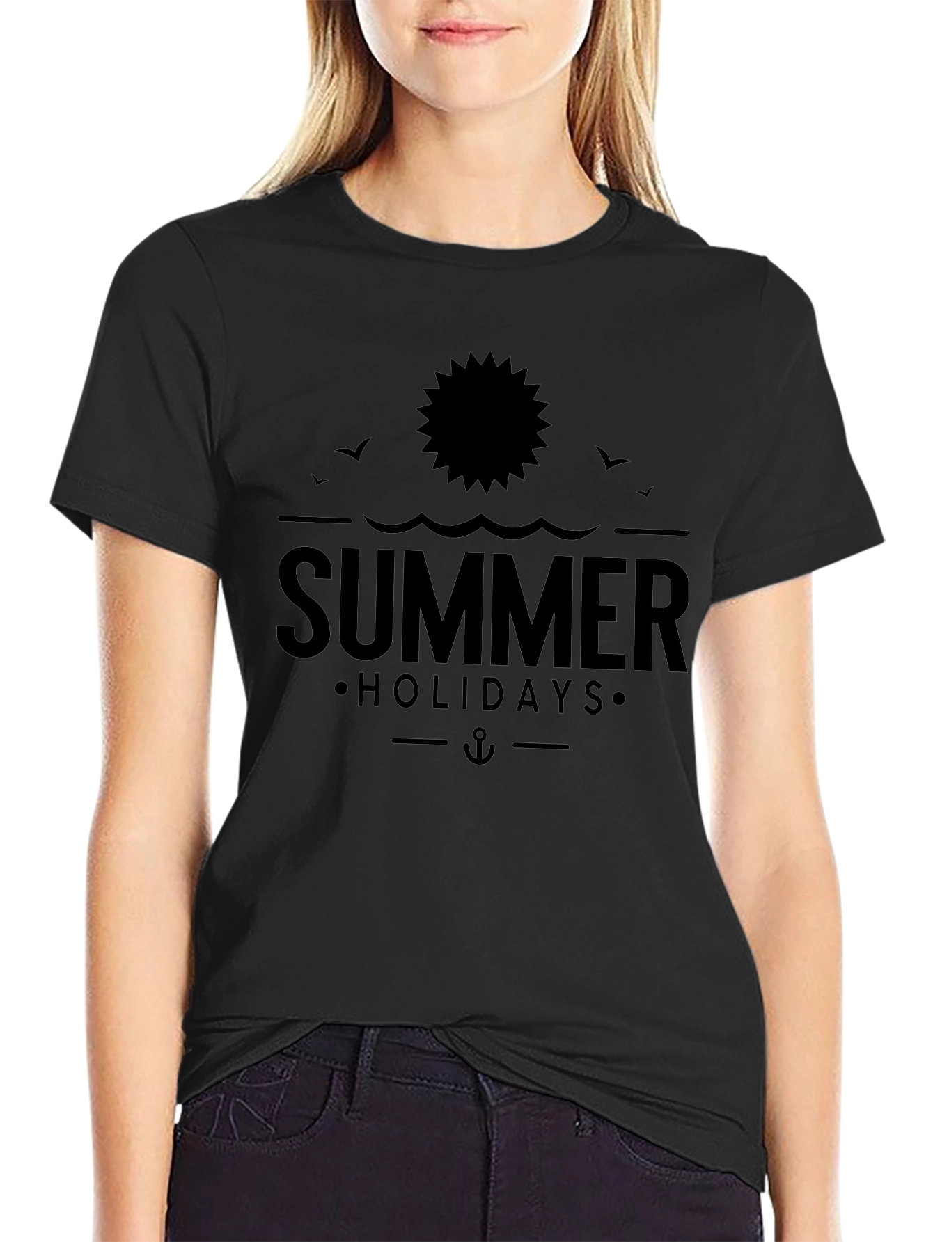 Summer Holidays Graphic Tee - Black