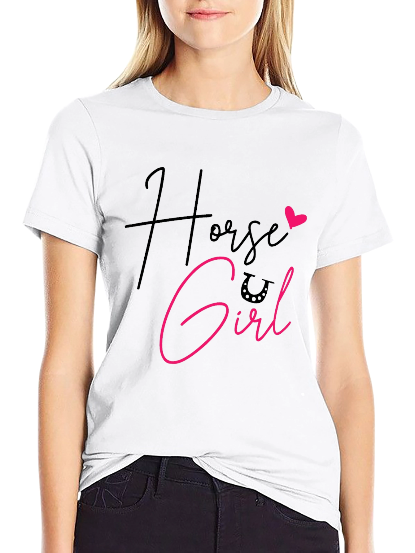 Horse Girl Graphic Tee - Black Cotton Shirt