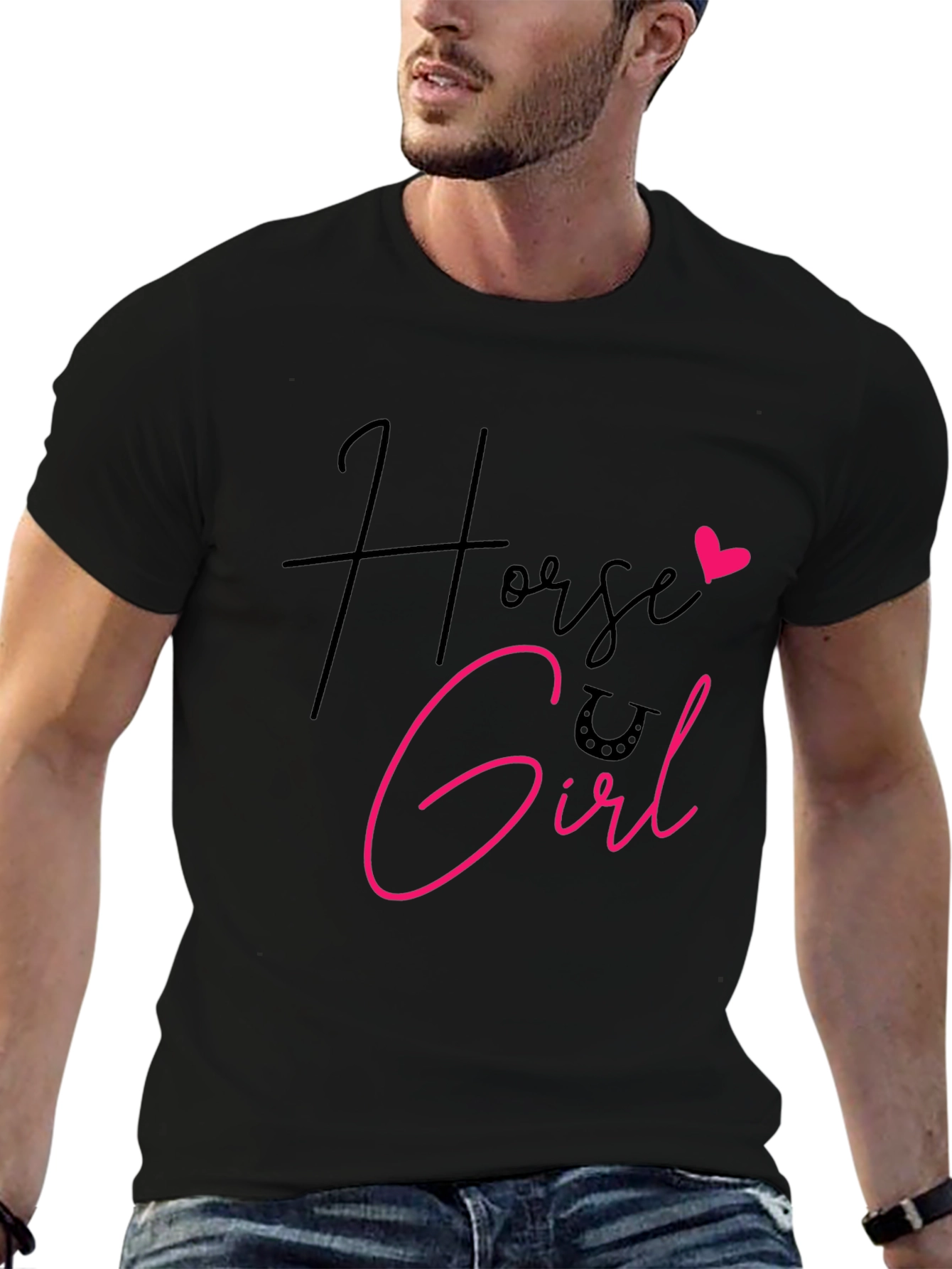 Horse Girl Graphic Tee - Black Cotton Shirt