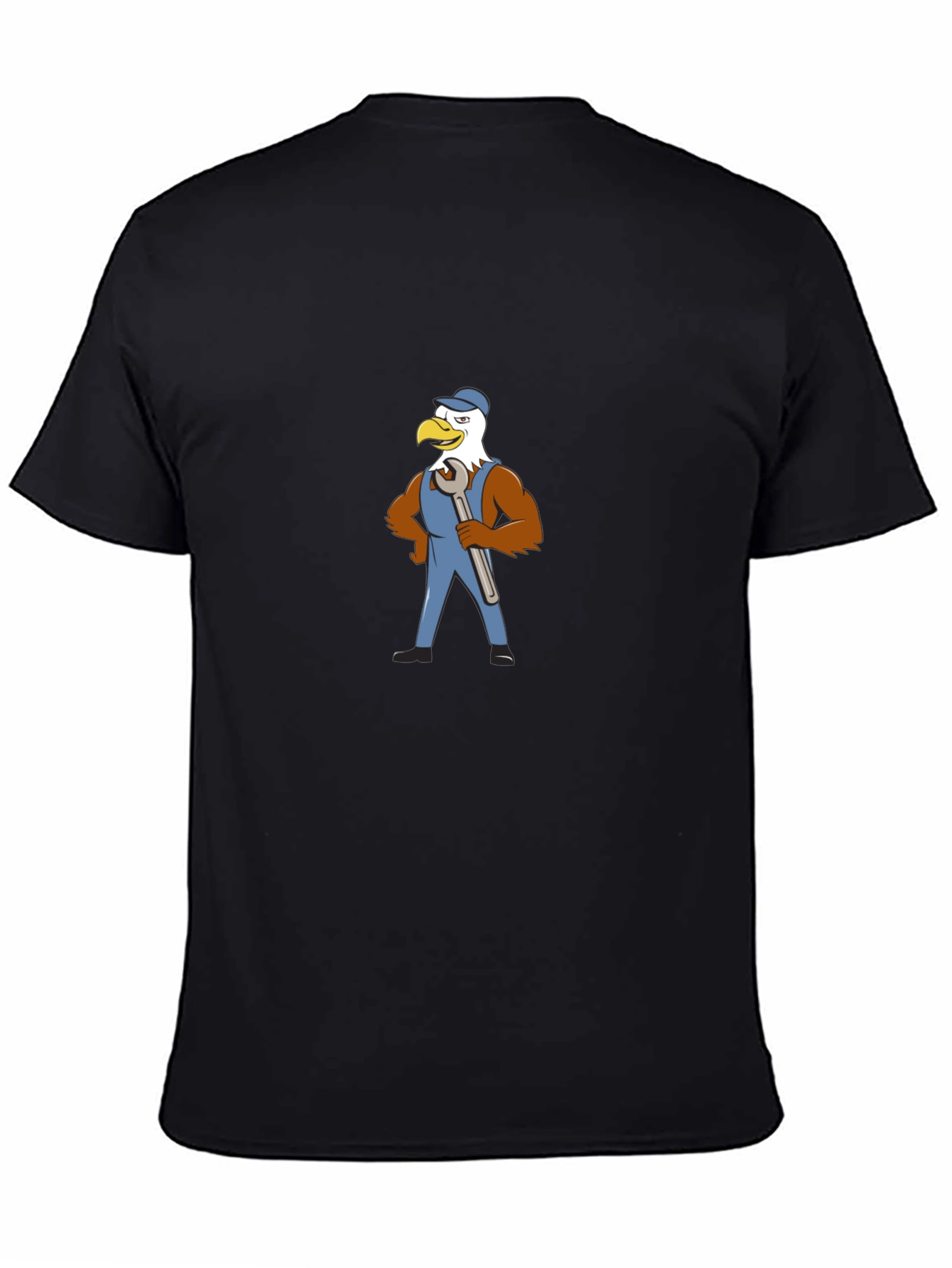 Eagle Mechanic Cartoon Black T-Shirt