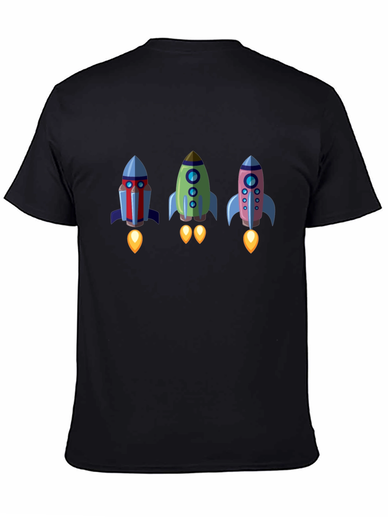 Rocket Trio Graphic Tee - Black Cotton T-Shirt