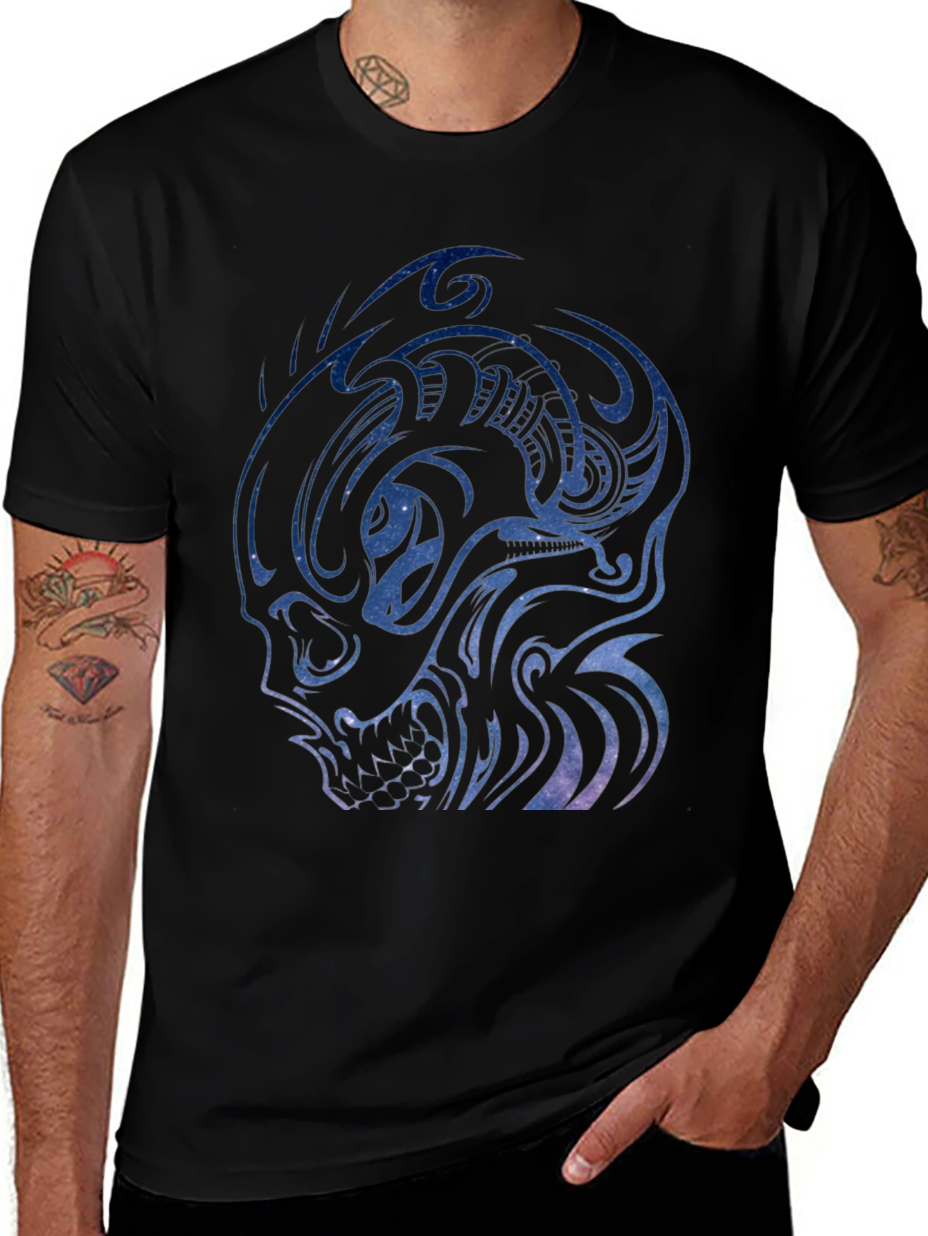 Galaxy Skull Graphic Tee - Mens Black T-Shirt