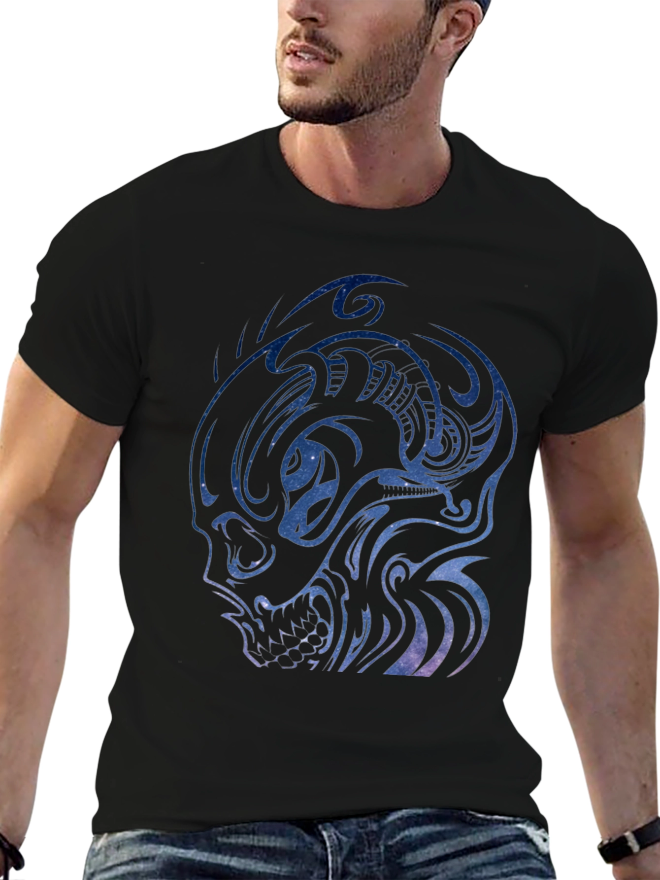 Galaxy Skull Graphic Tee - Mens Black T-Shirt
