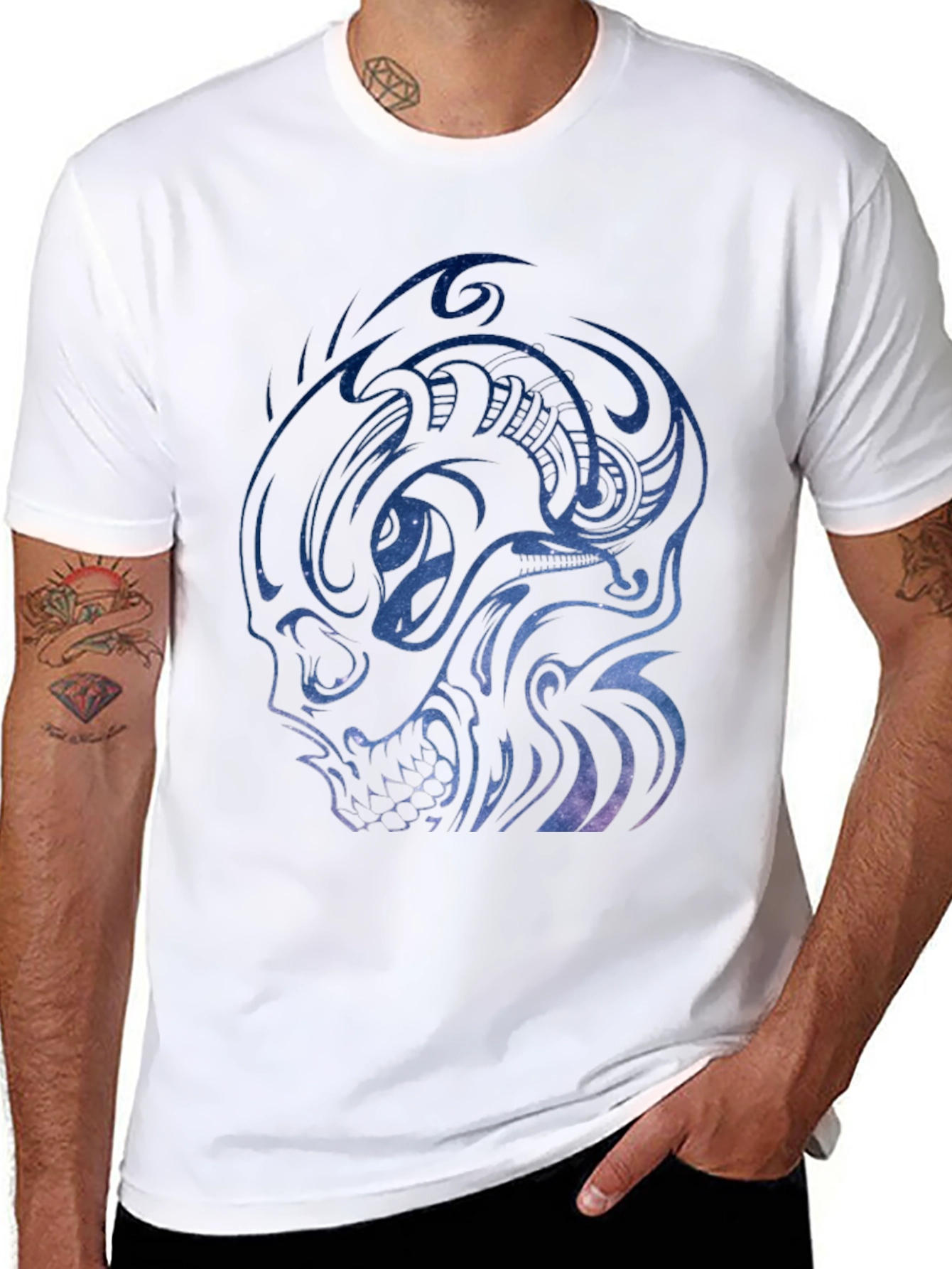 Galaxy Skull Graphic Tee - Mens Black T-Shirt