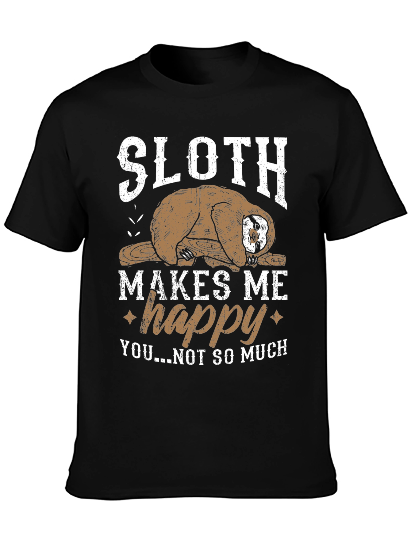 Sloth Makes Me Happy Black Graphic Tee