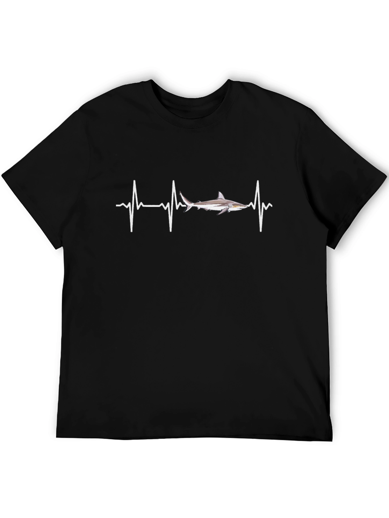 Shark Heartbeat Black Graphic T-Shirt