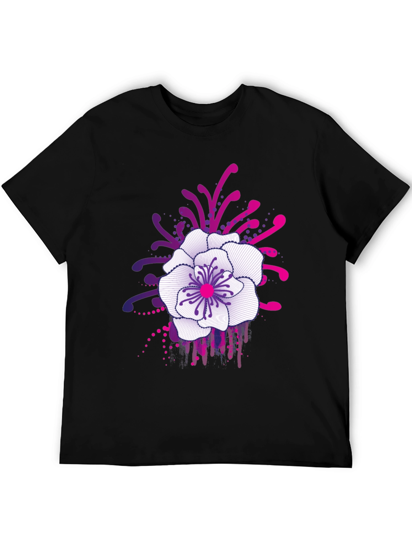 Floral Graphic Print Black T-Shirt