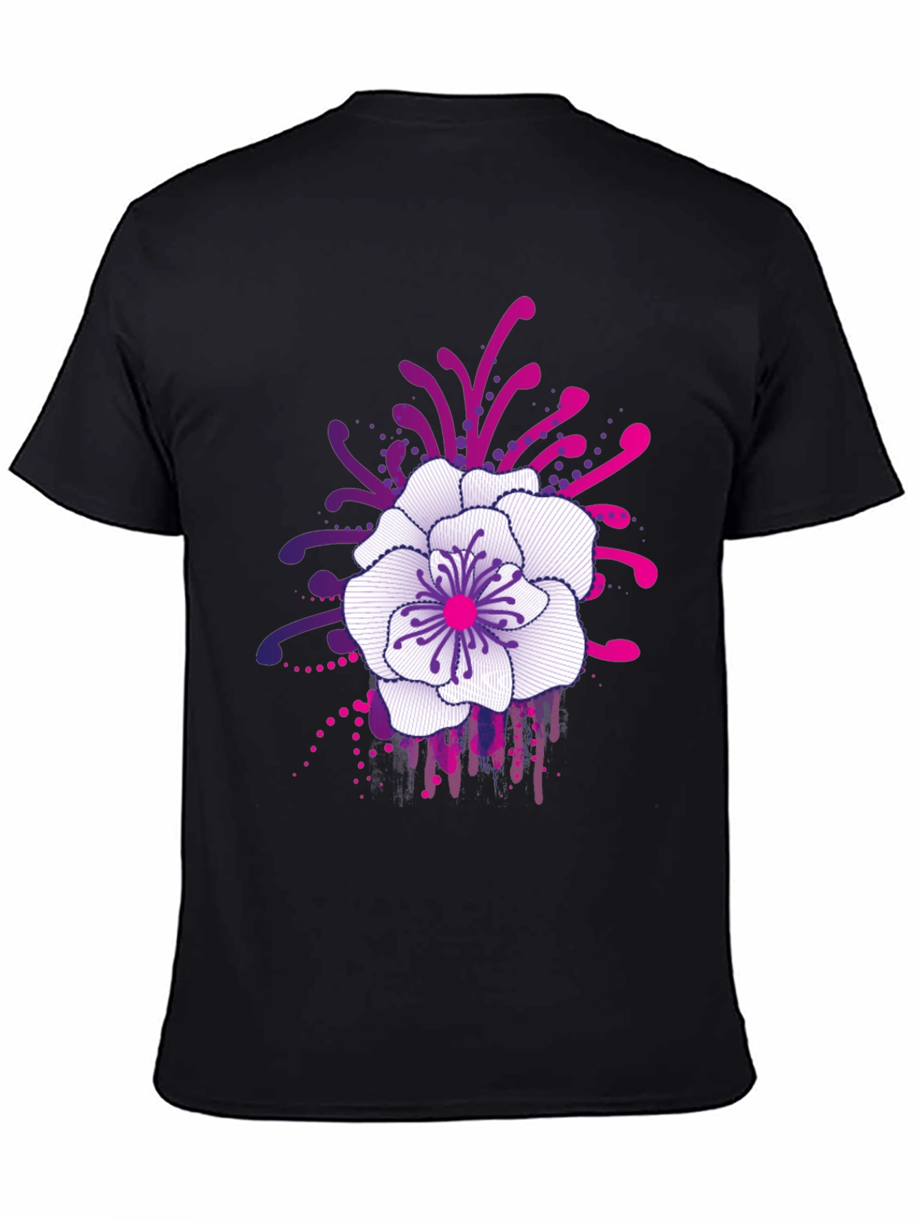 Floral Graphic Print Black T-Shirt