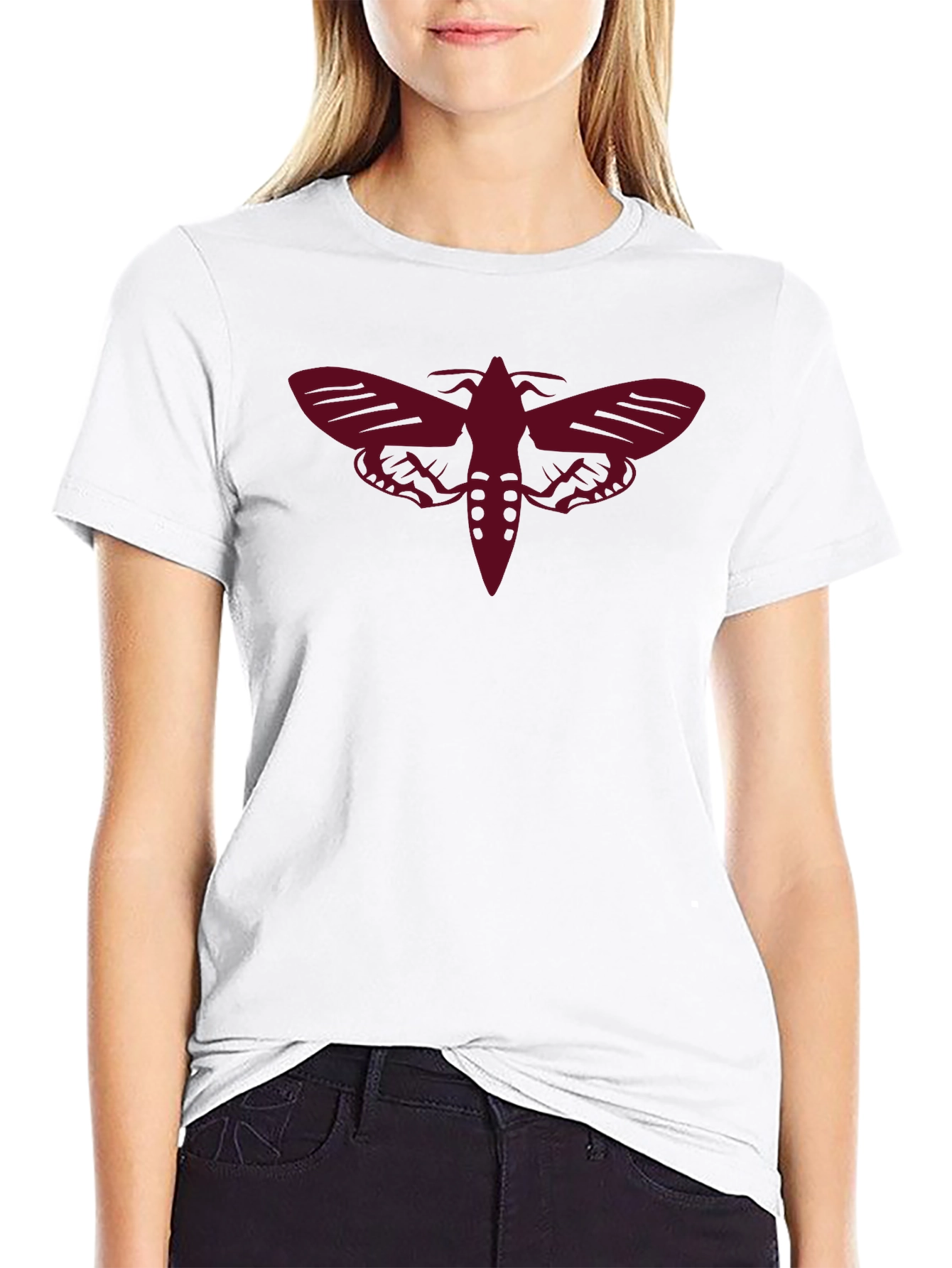 Moth Graphic Tee - Stylish Black Cotton T-Shirt
