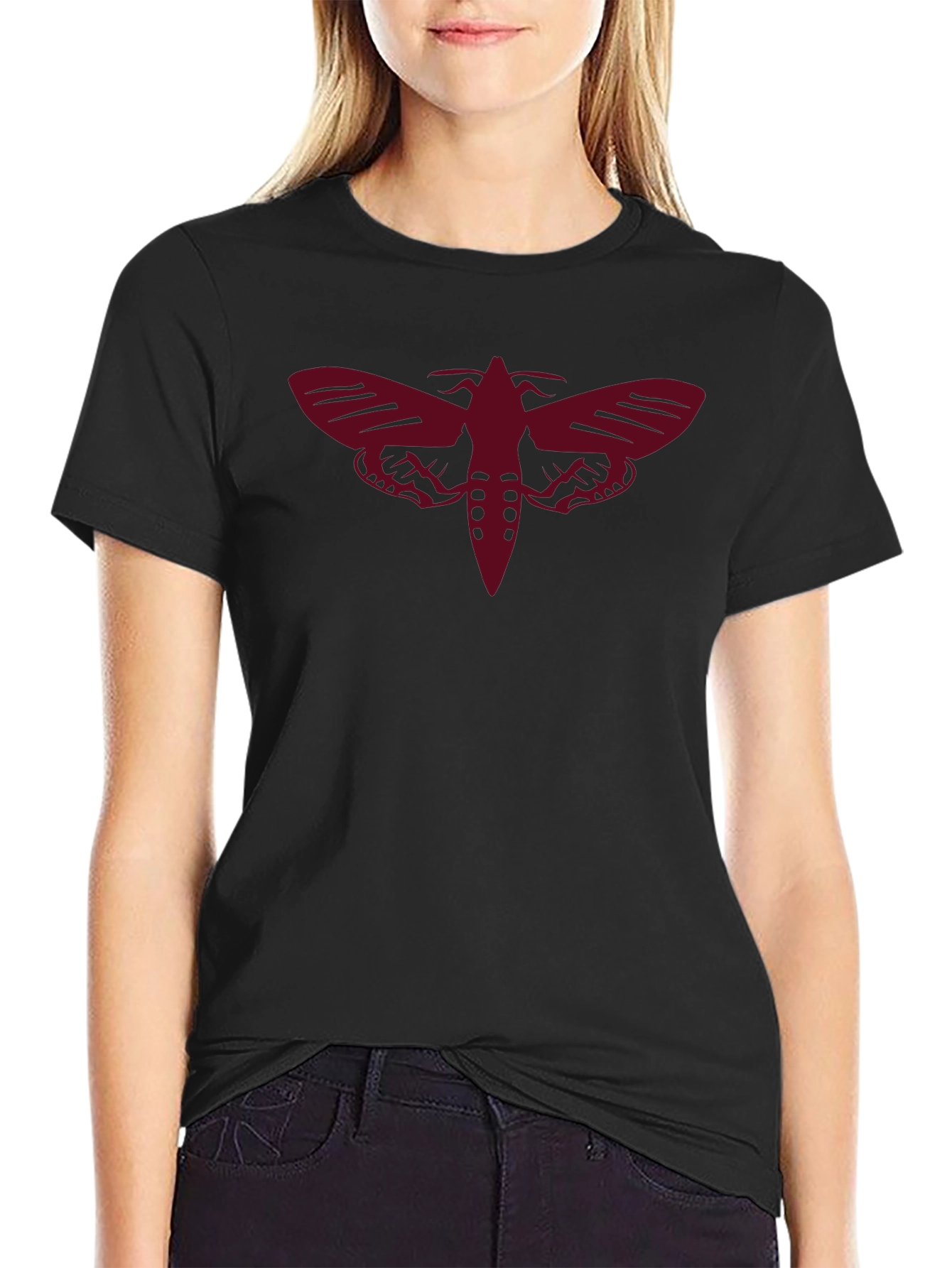 Moth Graphic Tee - Stylish Black Cotton T-Shirt