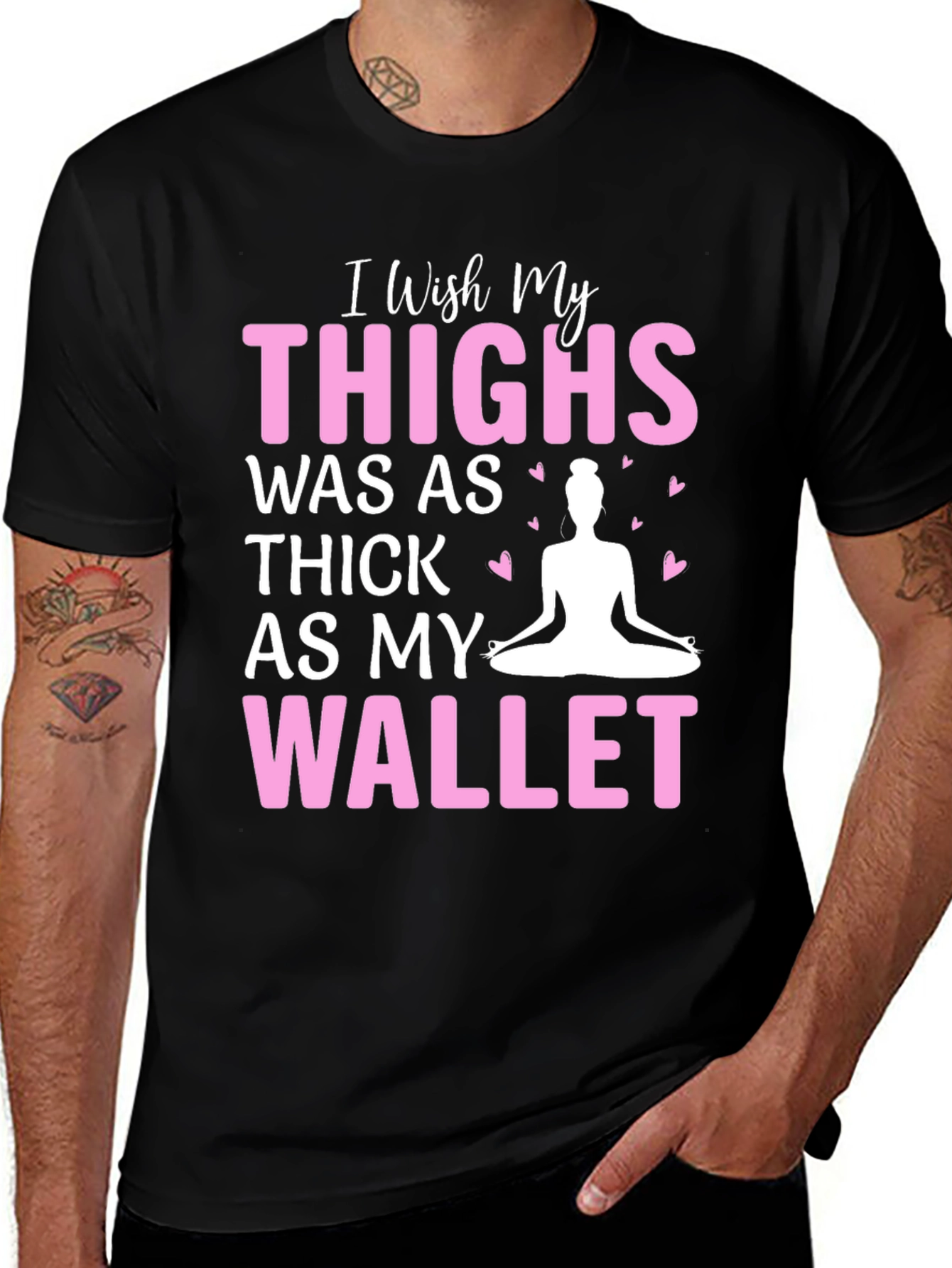 Funny Yoga Thighs Wallet Black T-Shirt