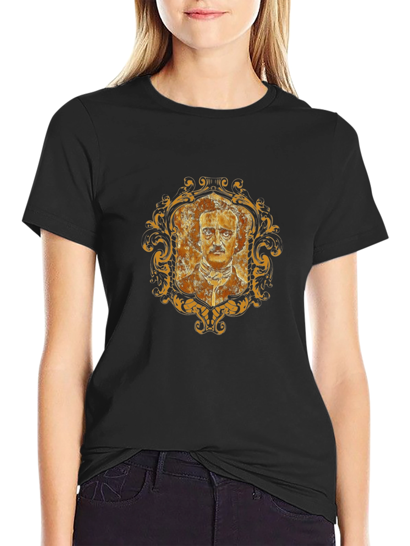 Edgar Allan Poe Portrait T-Shirt - Black