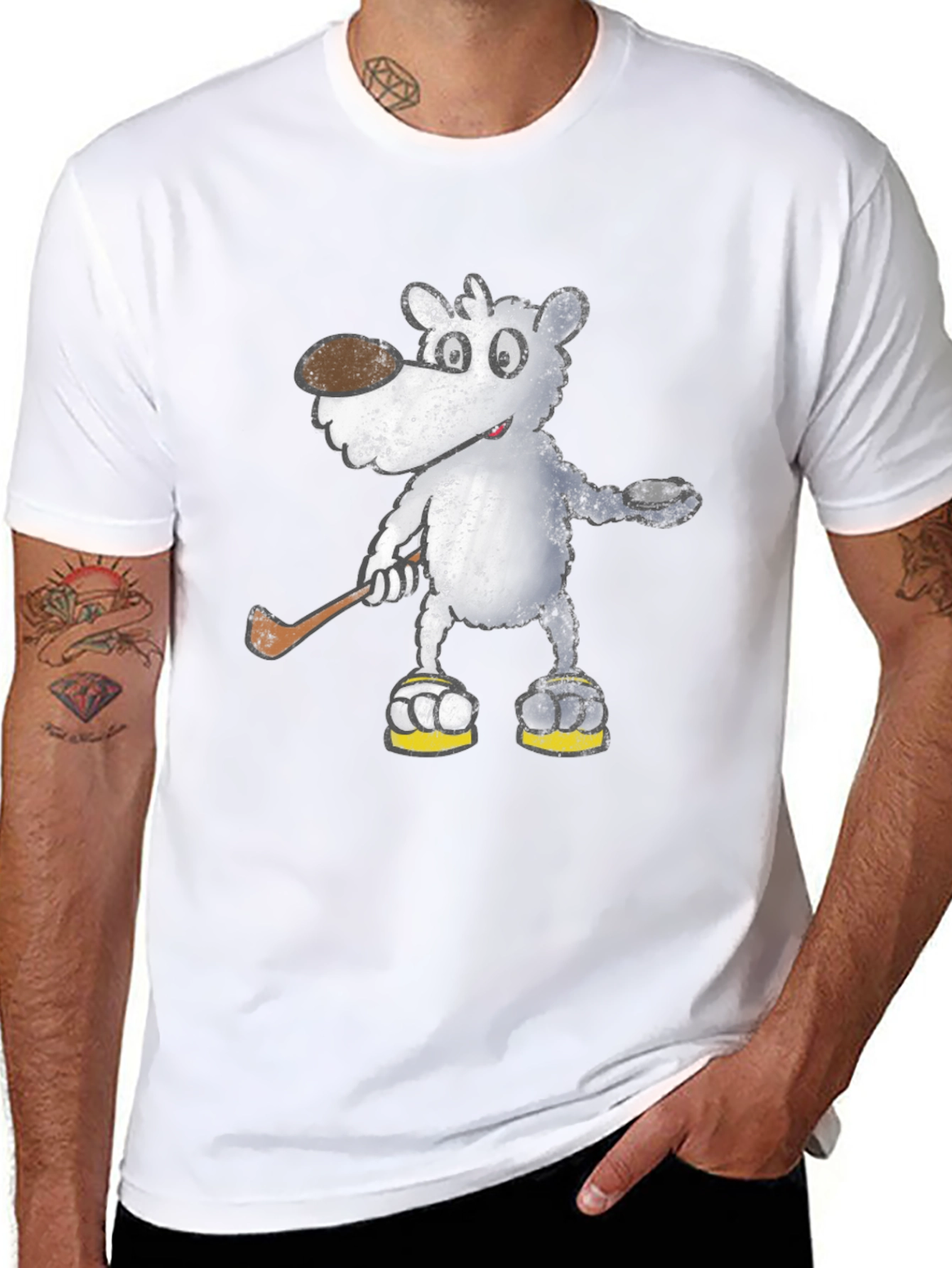 Cartoon Bear Hockey T-Shirt