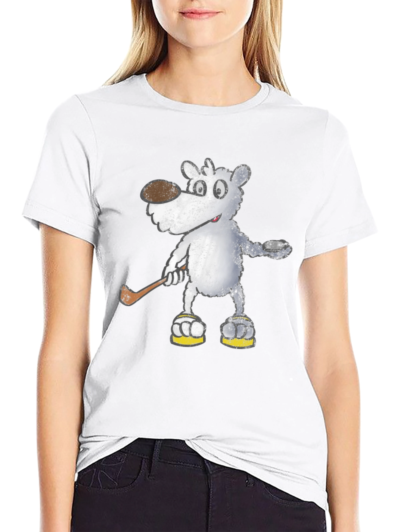 Cartoon Bear Hockey T-Shirt