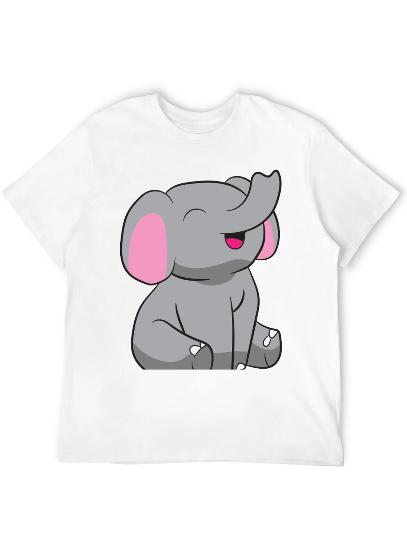 Cute Elephant Graphic Tee - Black Cotton Shirt