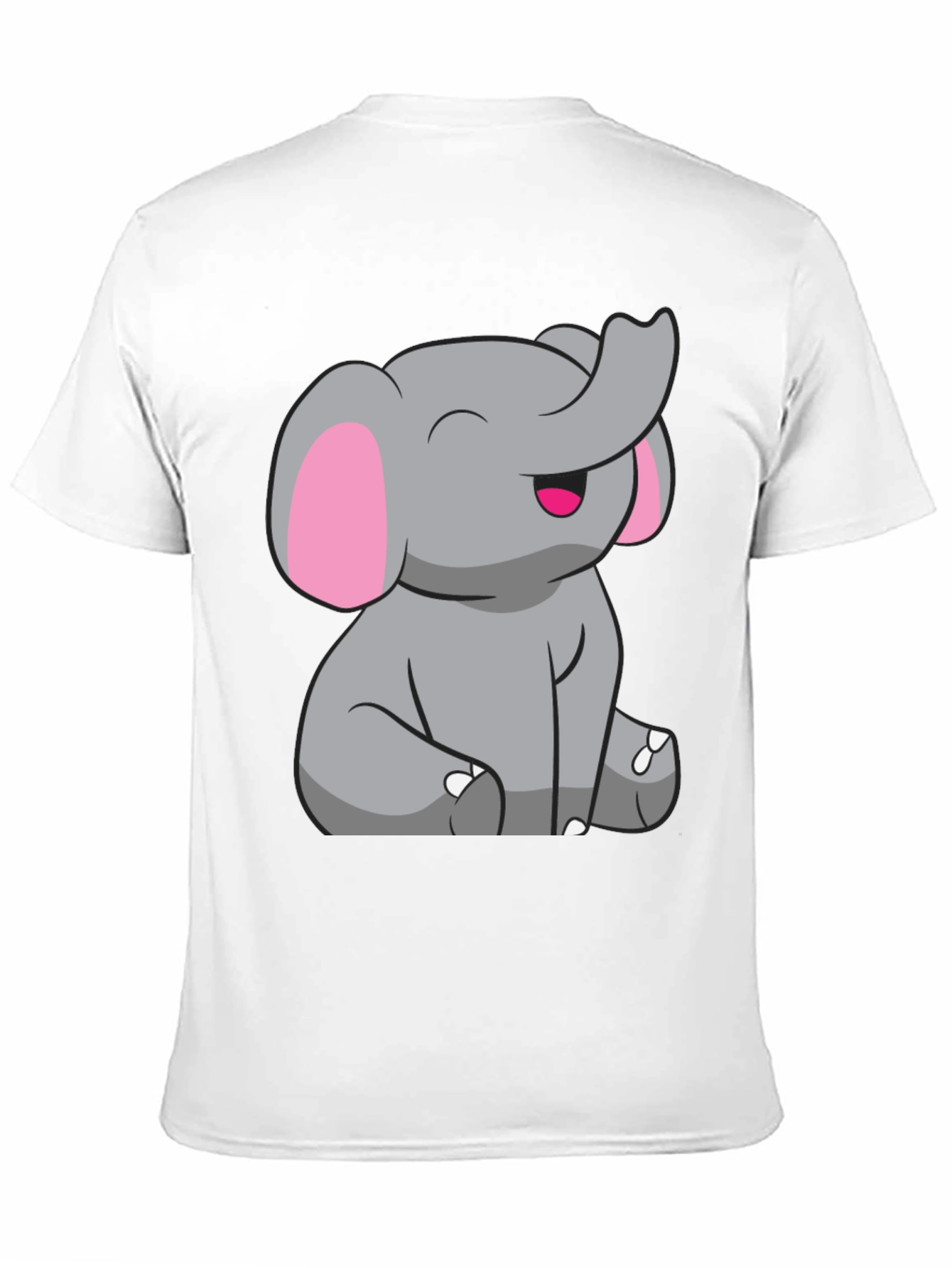 Cute Elephant Graphic Tee - Black Cotton Shirt