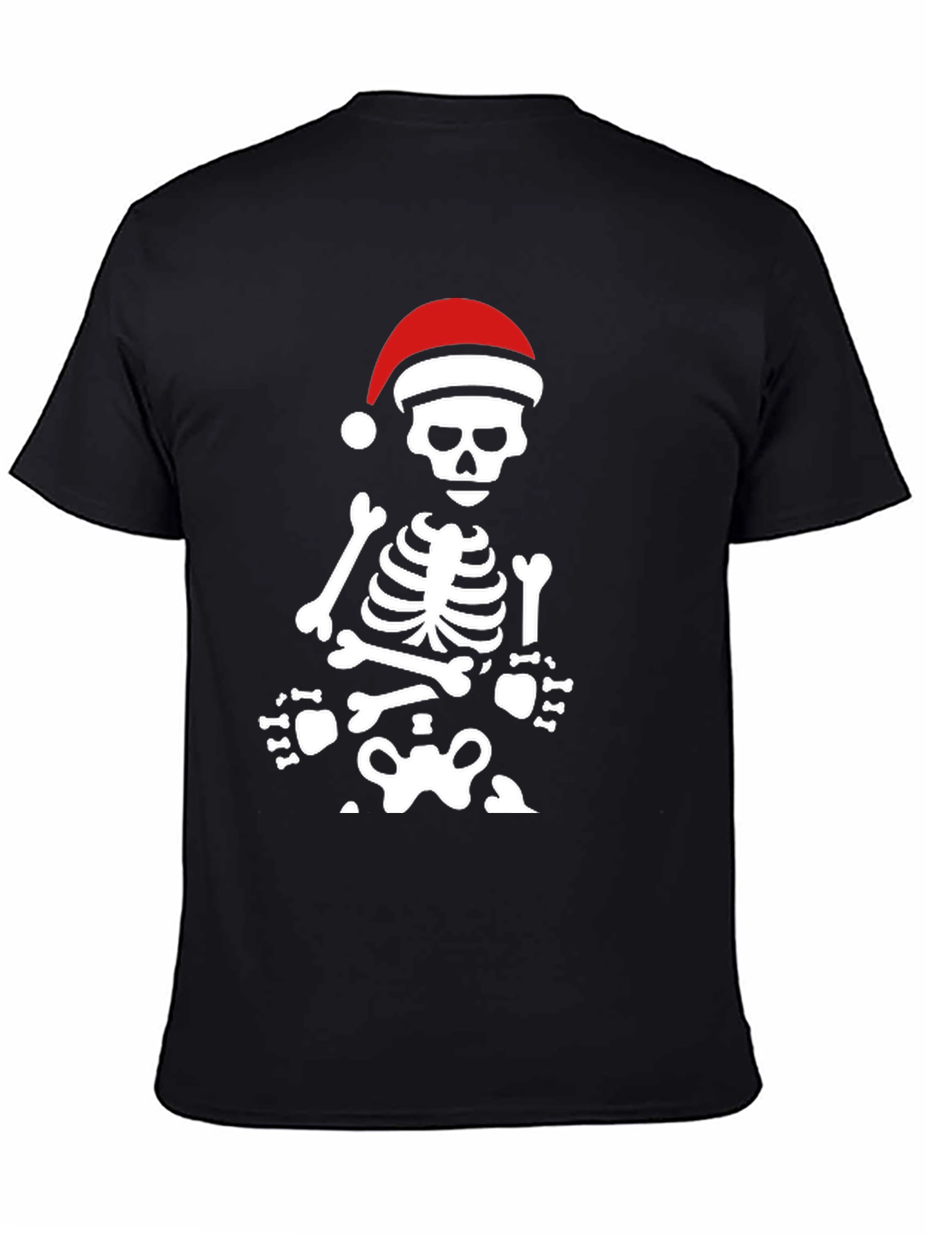 Skeleton with Santa Hat Graphic Tee