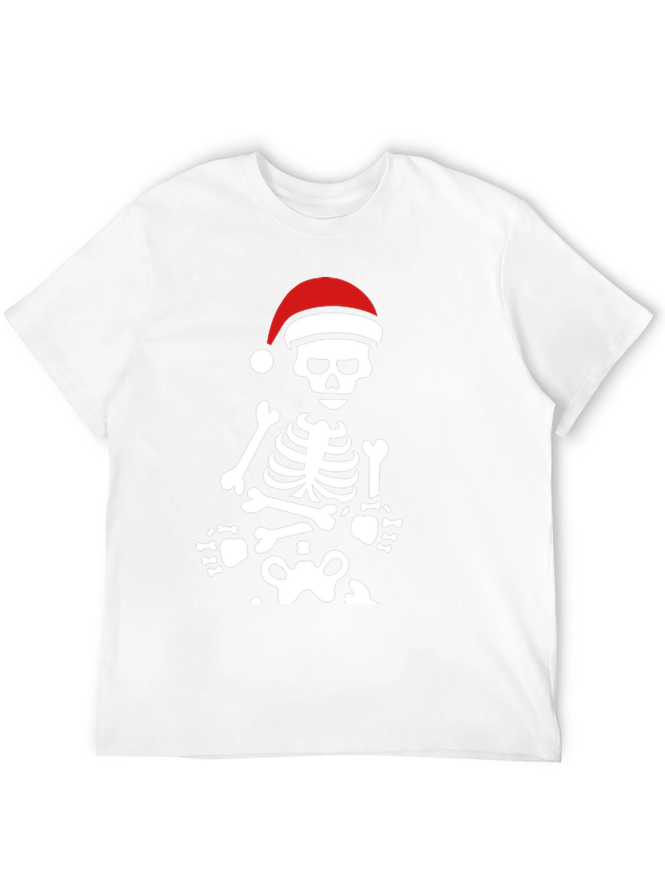 Skeleton with Santa Hat Graphic Tee