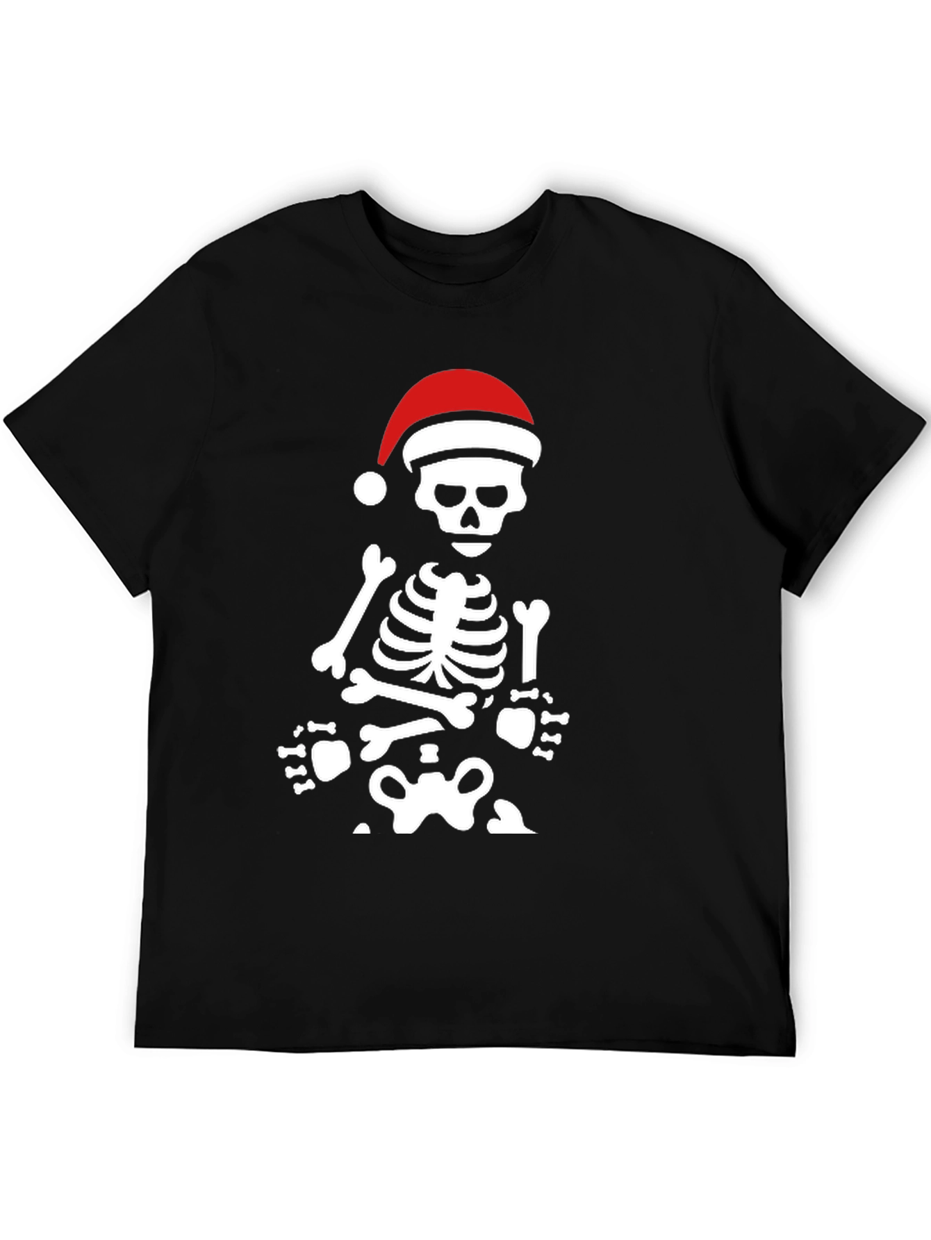 Skeleton with Santa Hat Graphic Tee