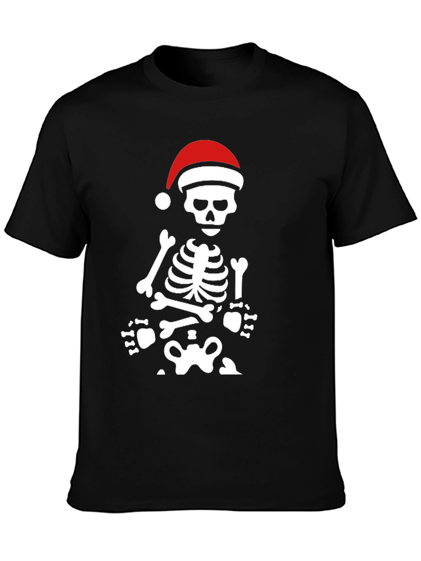Skeleton with Santa Hat Graphic Tee