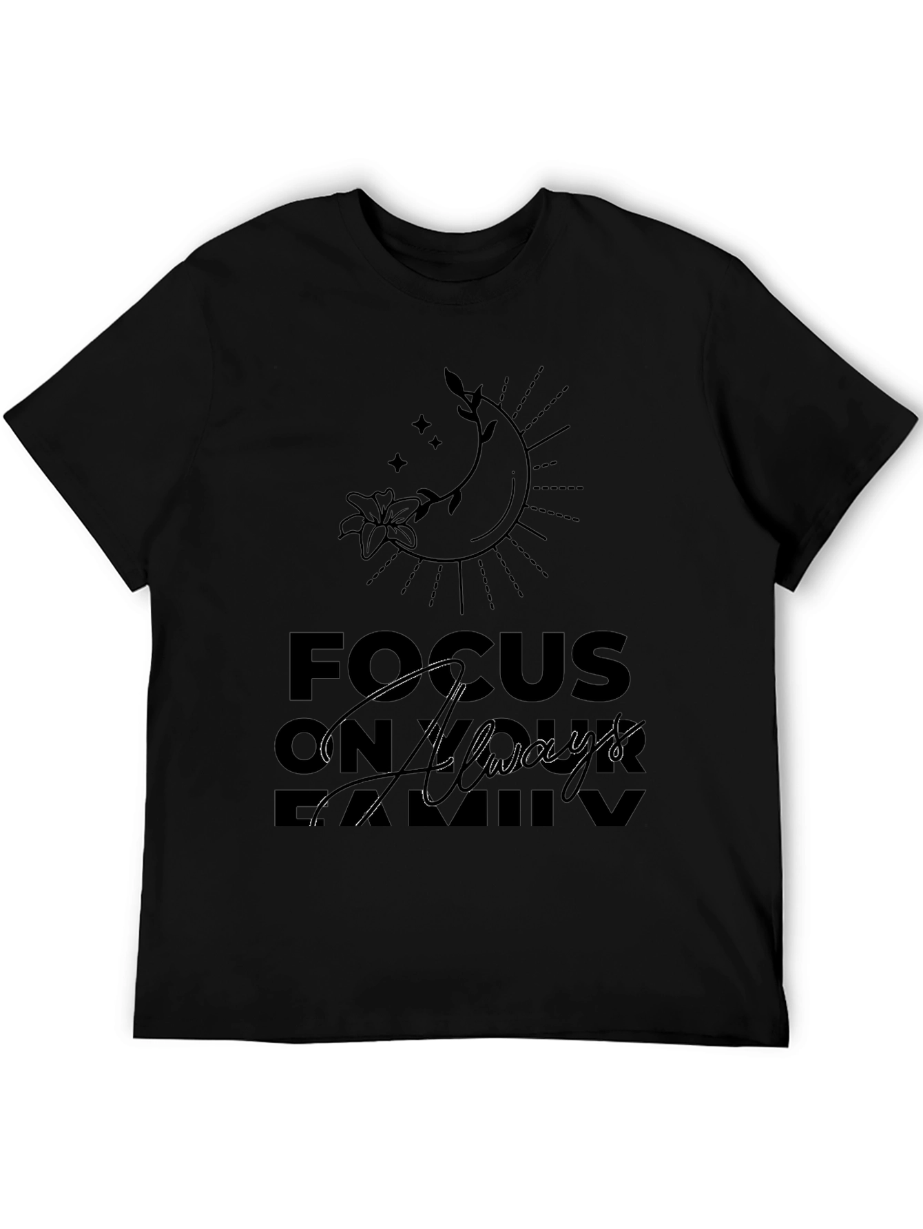 Focus On Always Family Black Graphic Tee