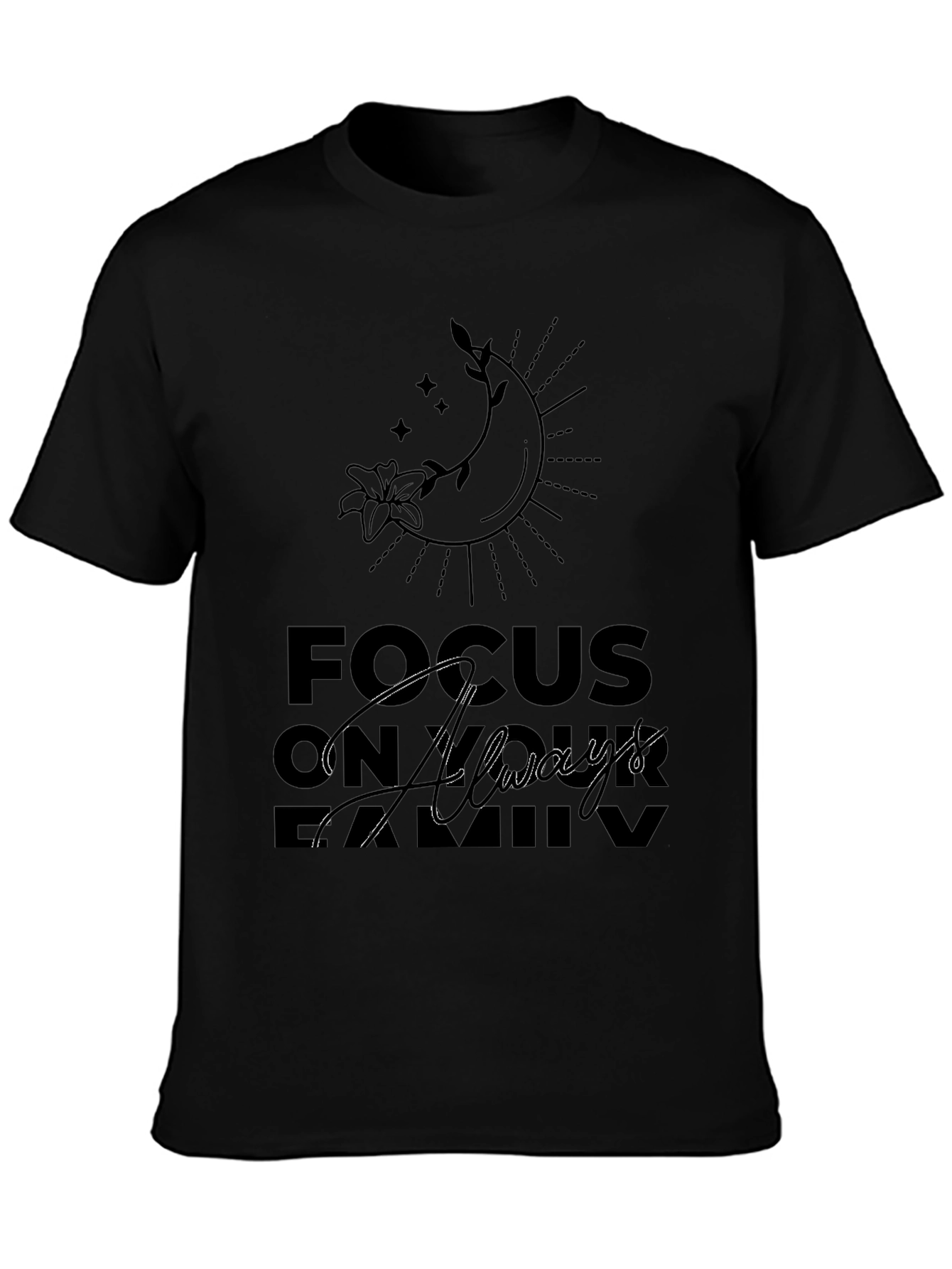 Focus On Always Family Black Graphic Tee