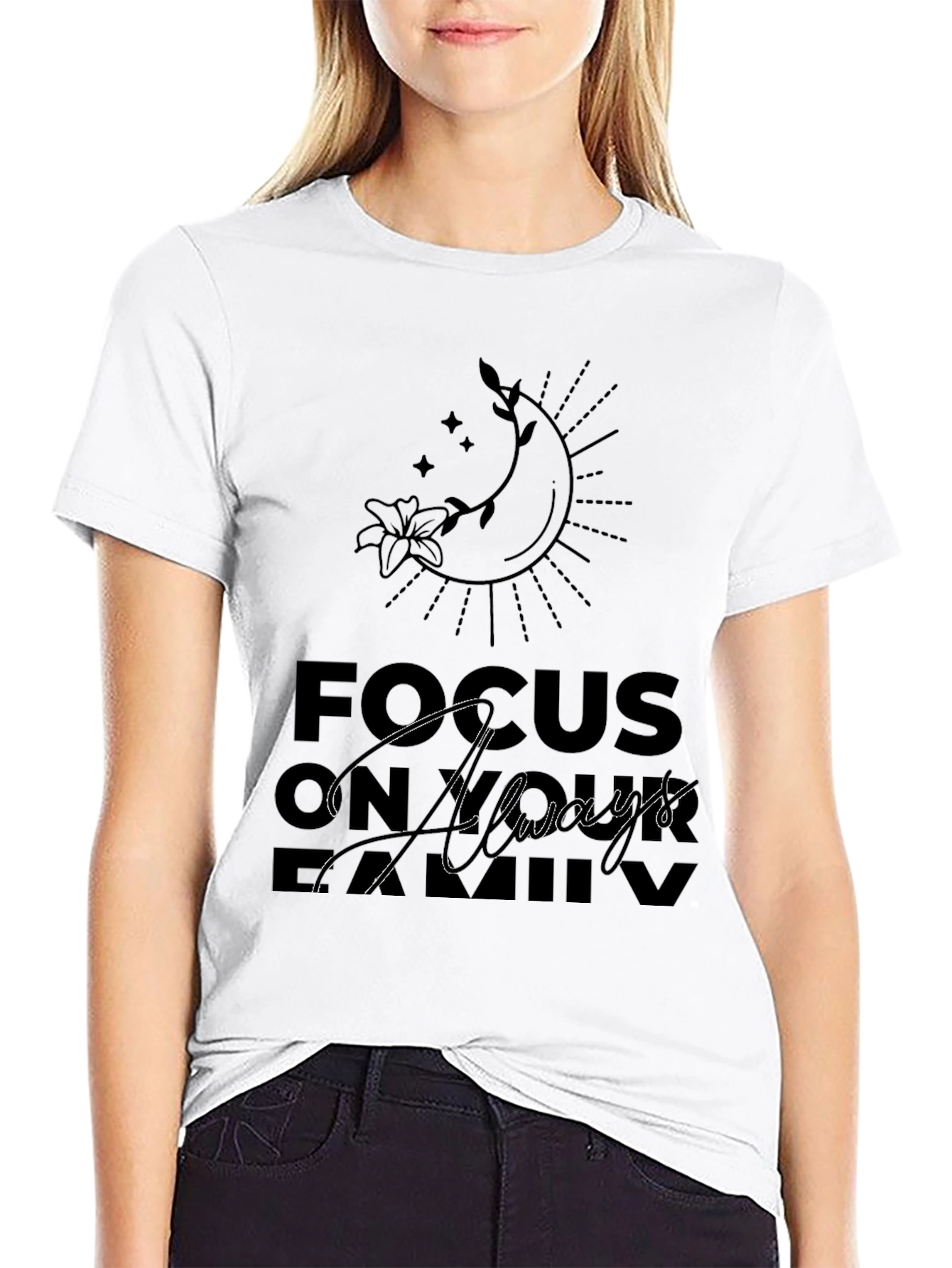 Focus On Always Family Black Graphic Tee