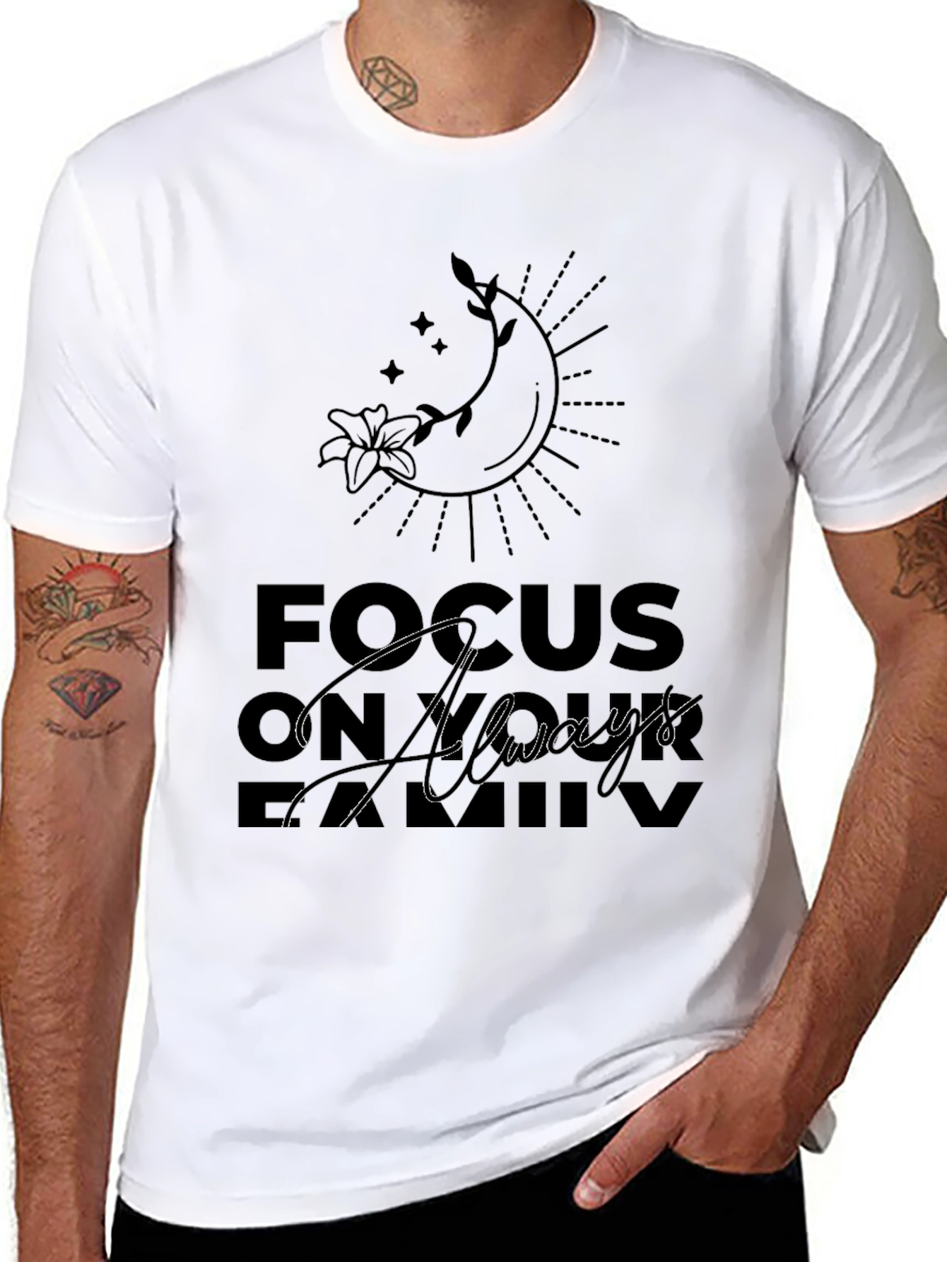 Focus On Always Family Black Graphic Tee