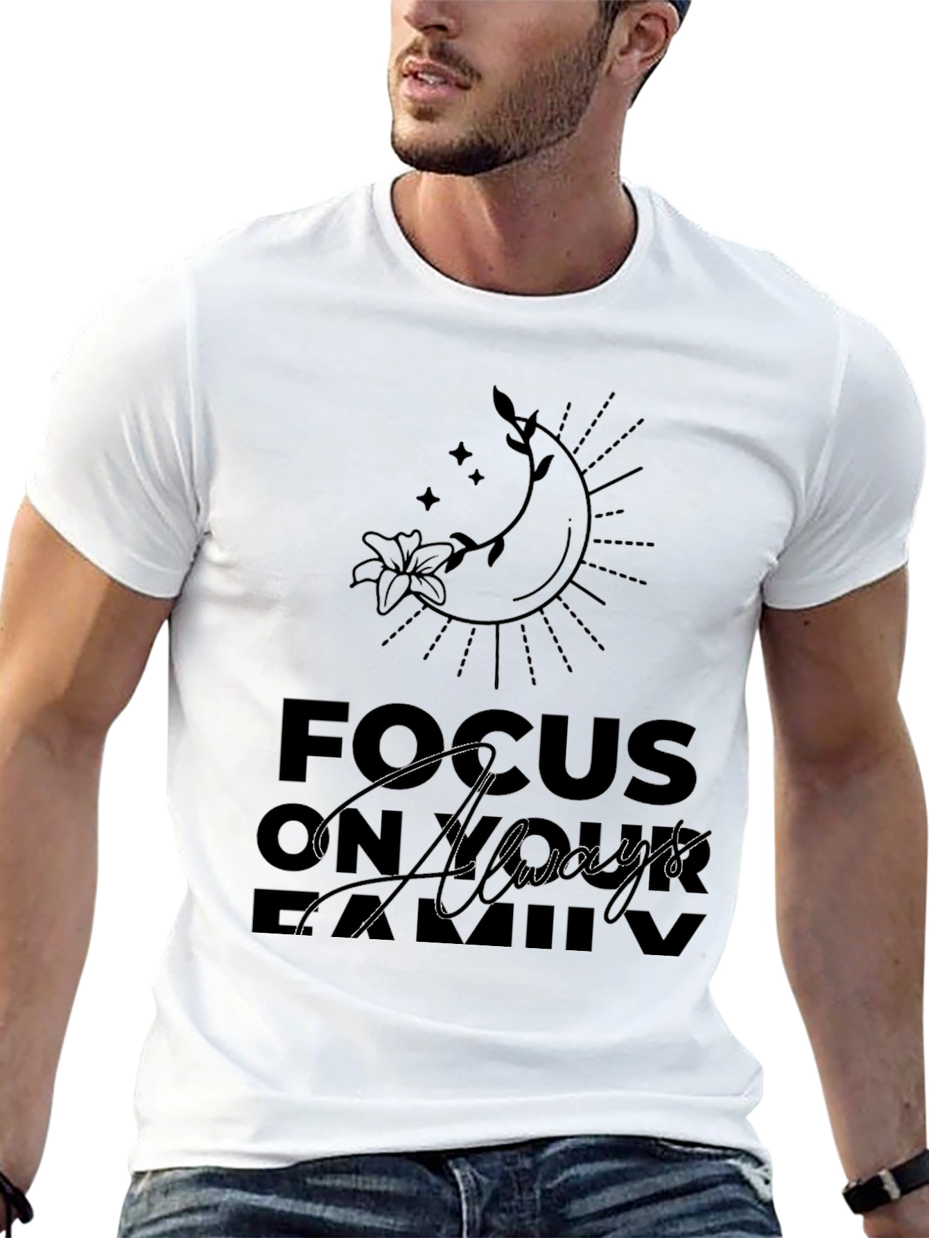 Focus On Always Family Black Graphic Tee