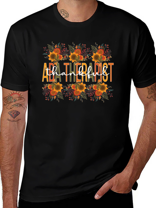 ABA Therapist Thankful T-Shirt - Fall Sunflower Design