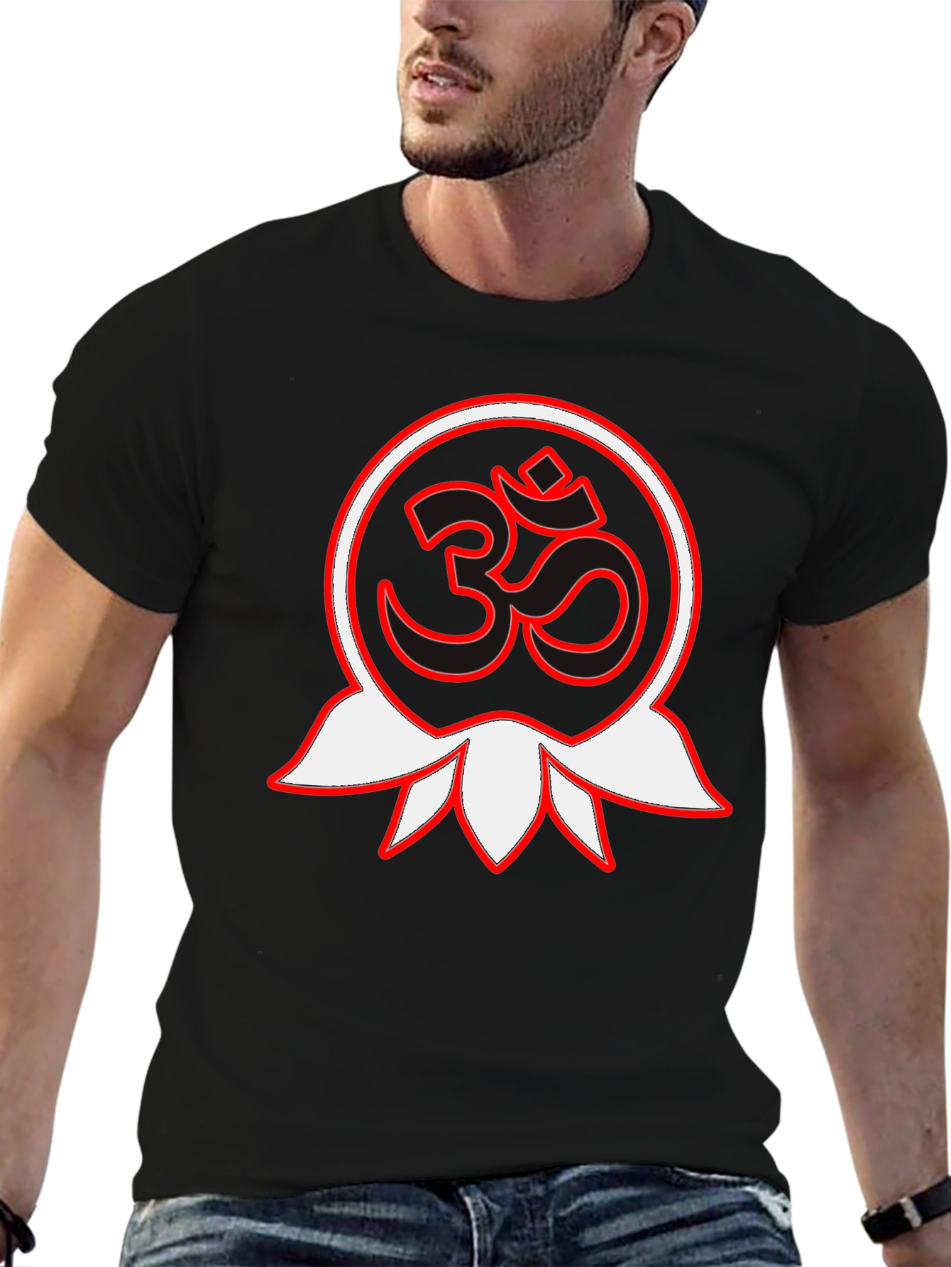 Om Lotus Graphic Black T-Shirt