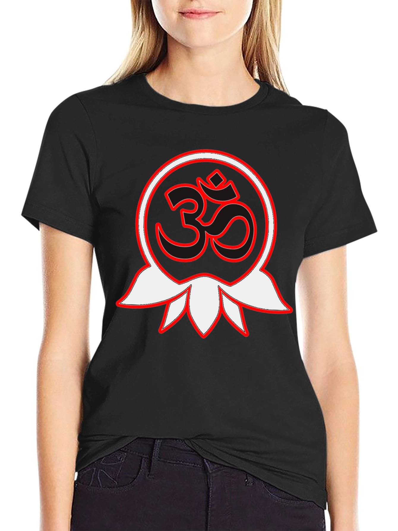 Om Lotus Graphic Black T-Shirt
