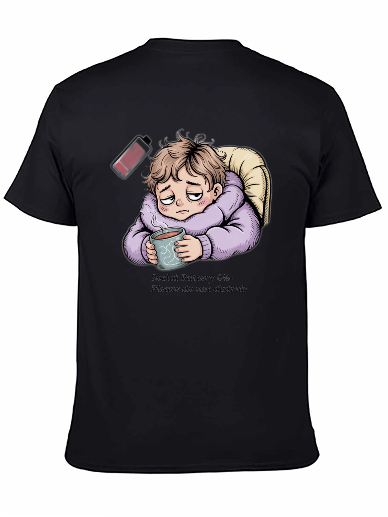 Social Battery 0% Graphic T-Shirt