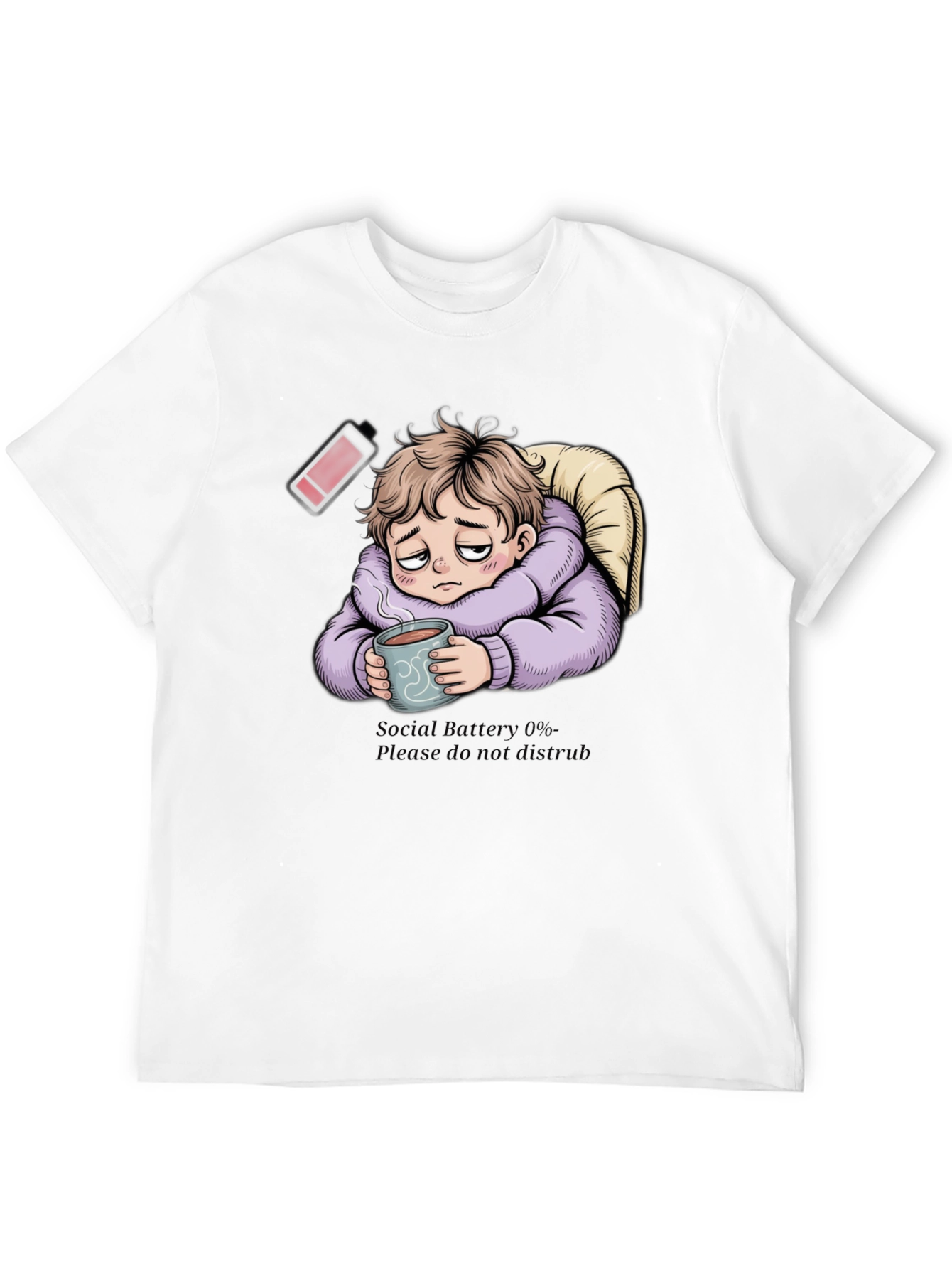 Social Battery 0% Graphic T-Shirt