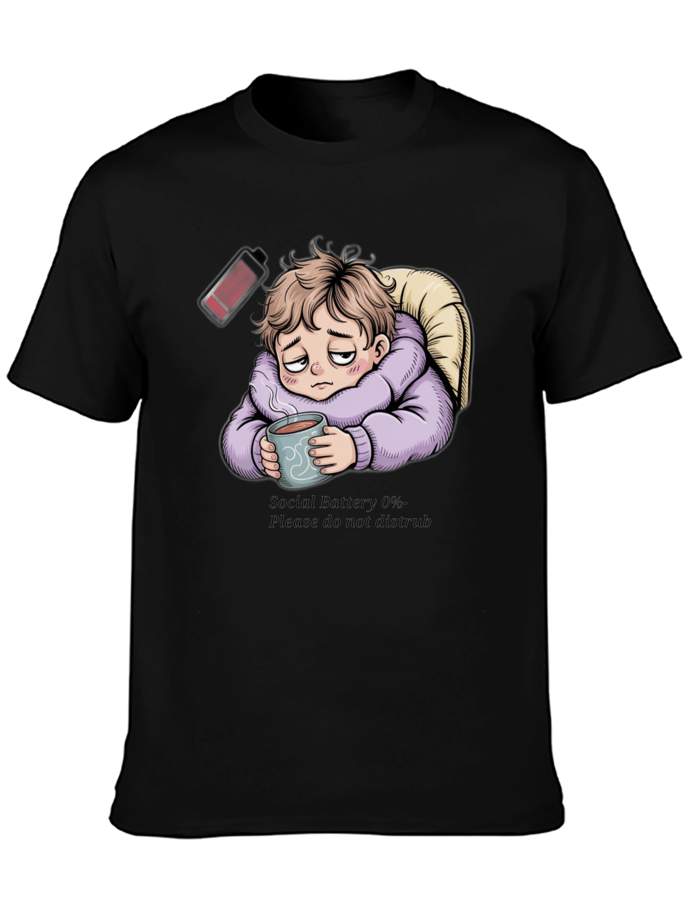 Social Battery 0% Graphic T-Shirt