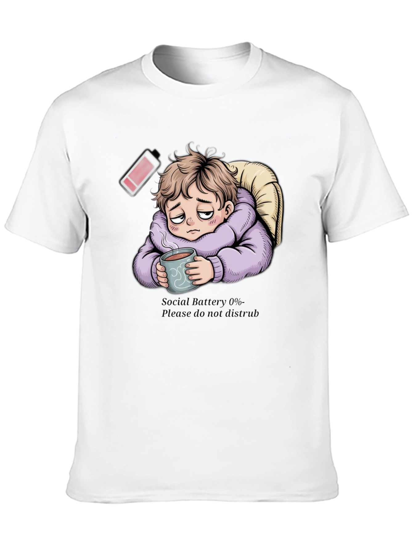 Social Battery 0% Graphic T-Shirt