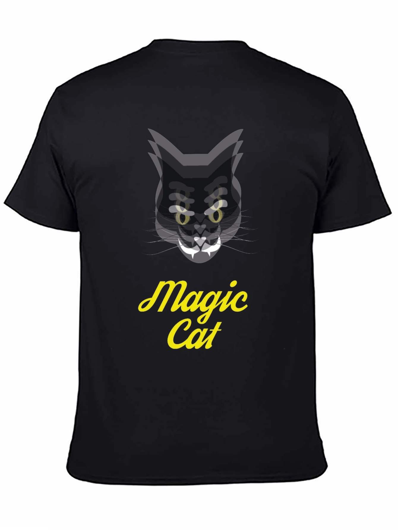 Magic Cat Graphic Tee - Black Cotton T-Shirt