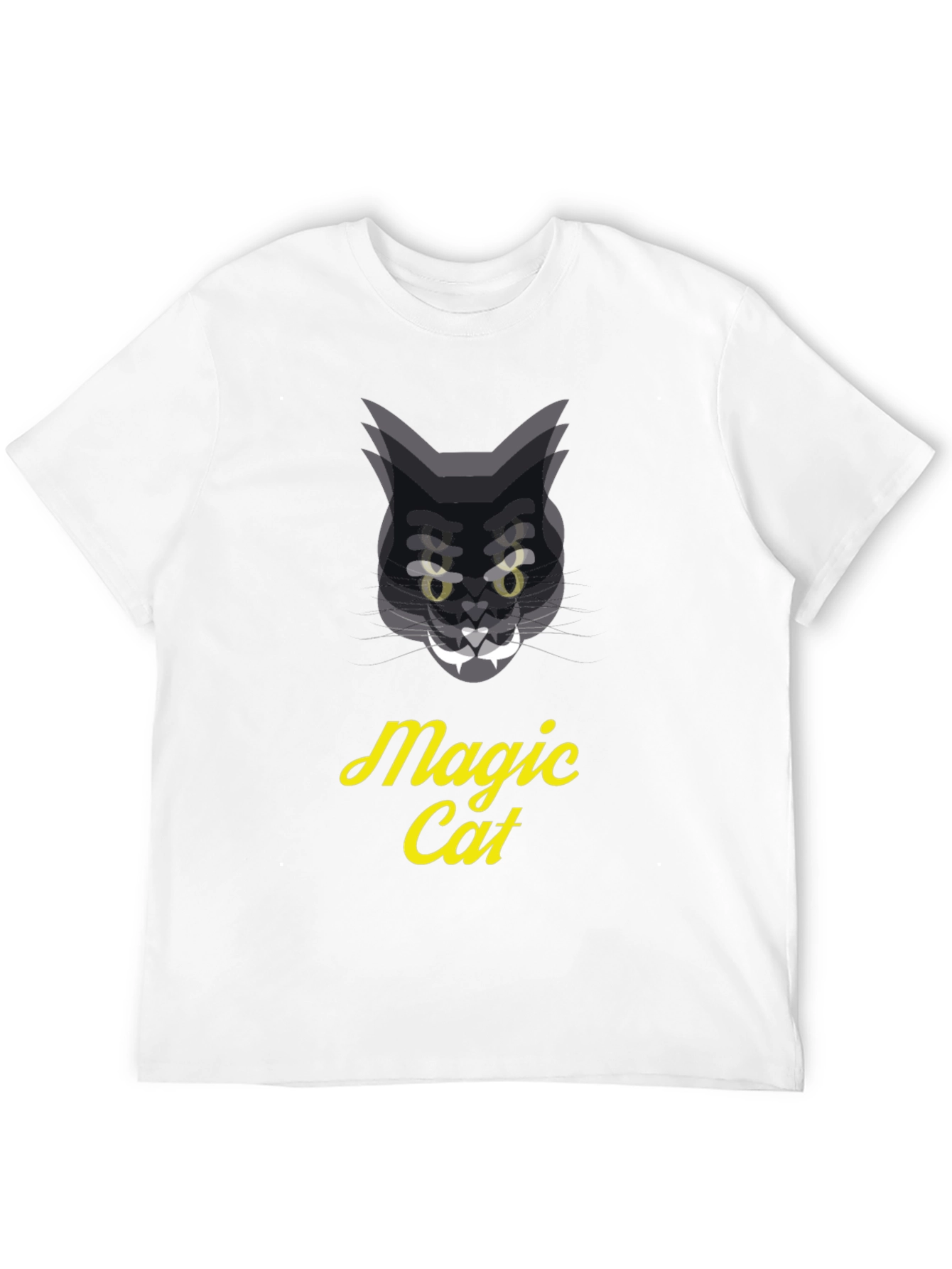 Magic Cat Graphic Tee - Black Cotton T-Shirt