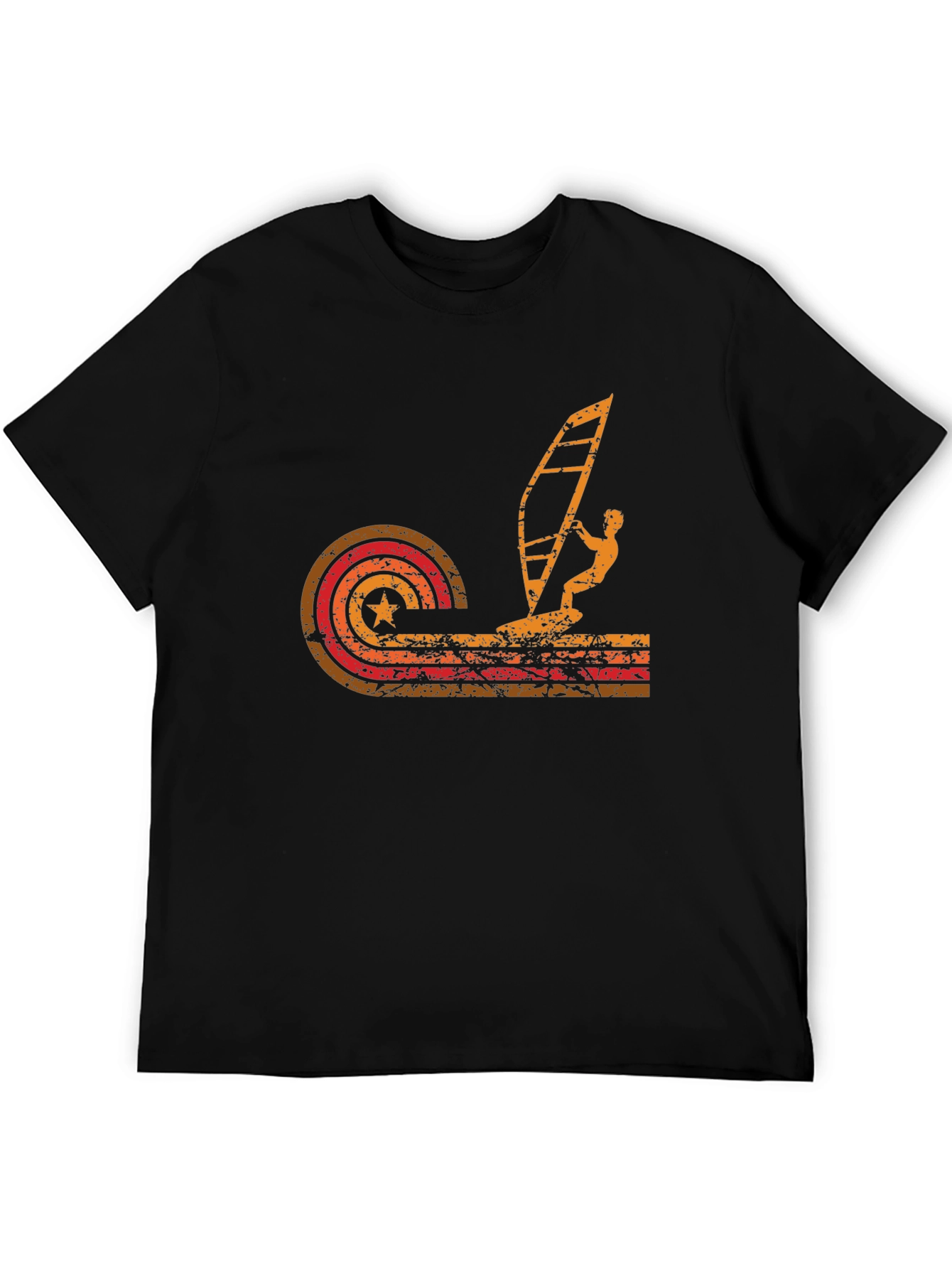 Retro Windsurfing T-Shirt - Black