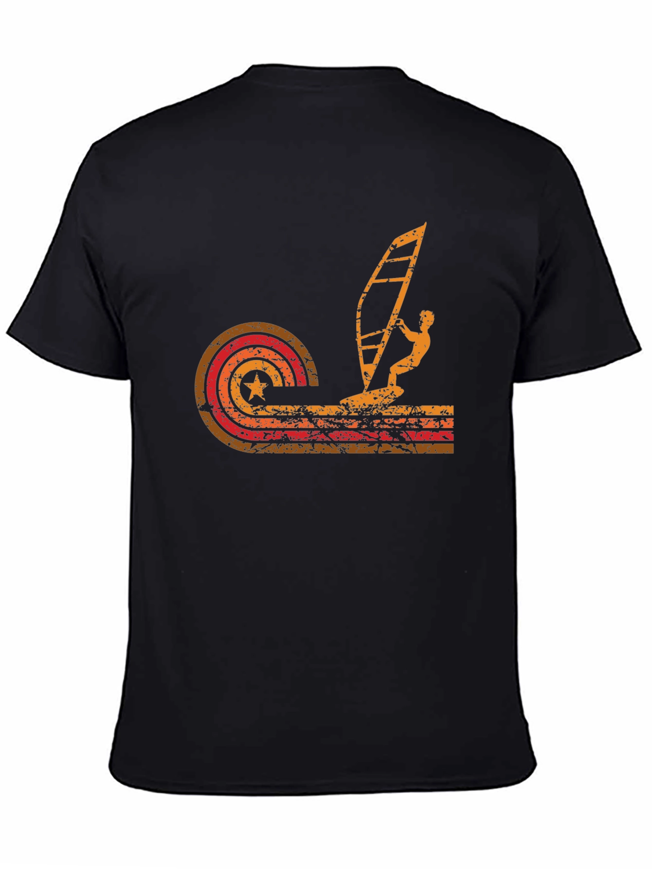 Retro Windsurfing T-Shirt - Black