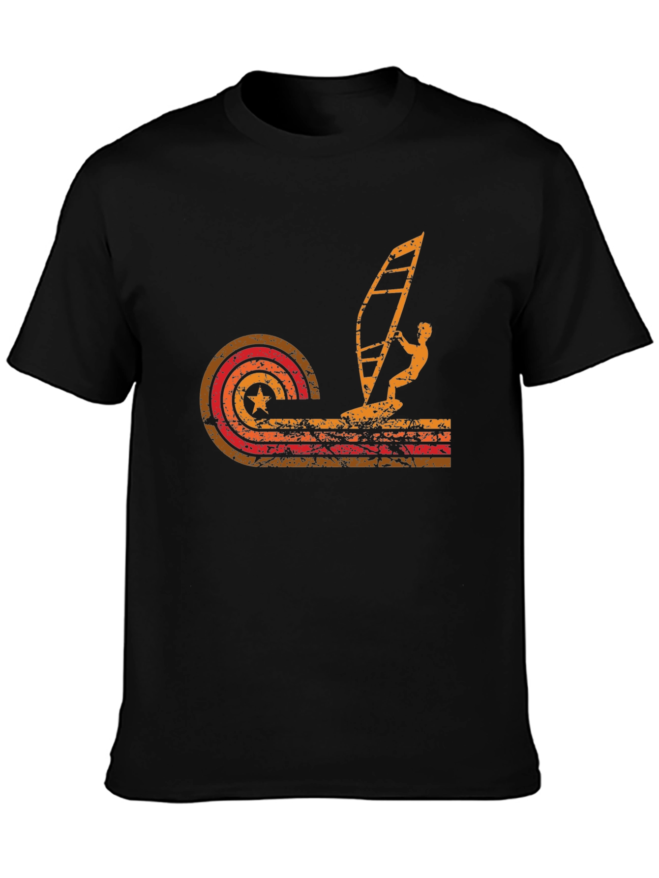 Retro Windsurfing T-Shirt - Black