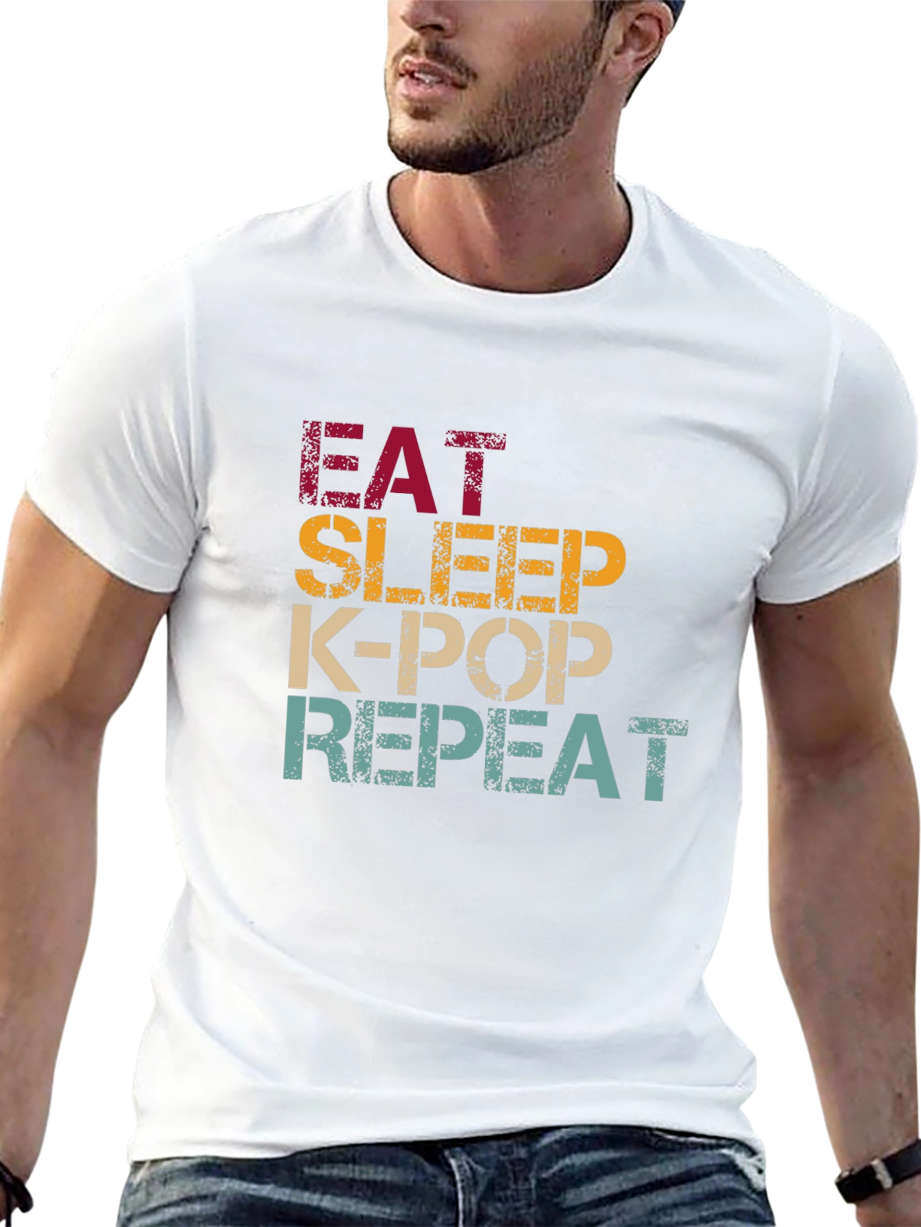Eat Sleep K-Pop Repeat Graphic T-Shirt