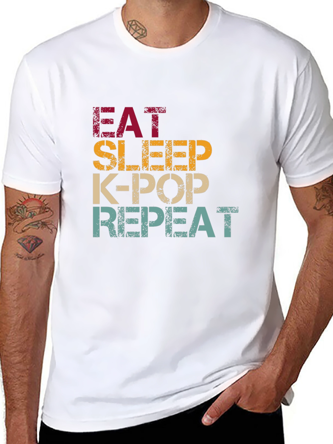 Eat Sleep K-Pop Repeat Graphic T-Shirt