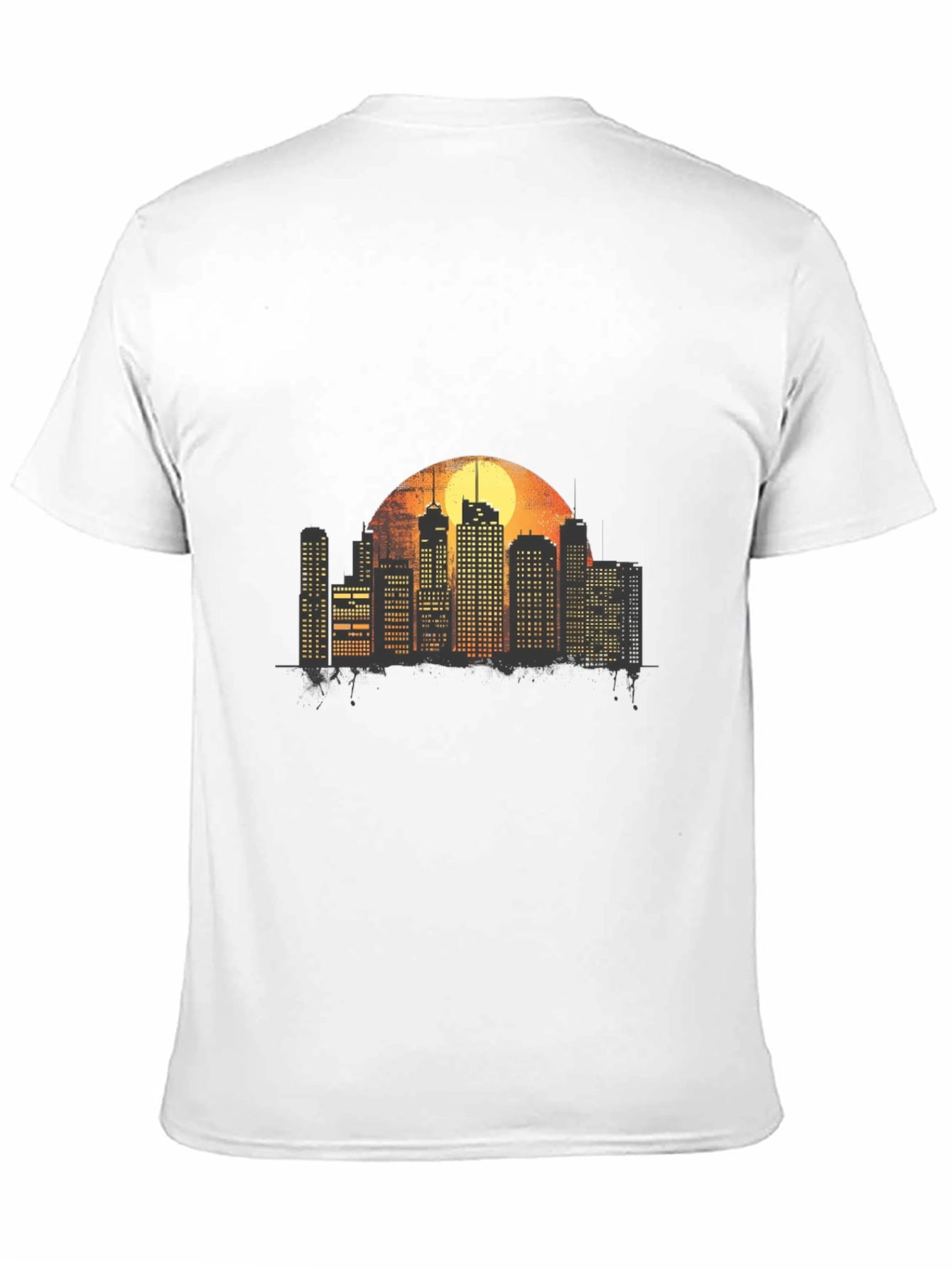 Cityscape Sunset Graphic T-Shirt - Black