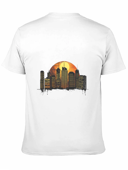 Cityscape Sunset Graphic T-Shirt - Black