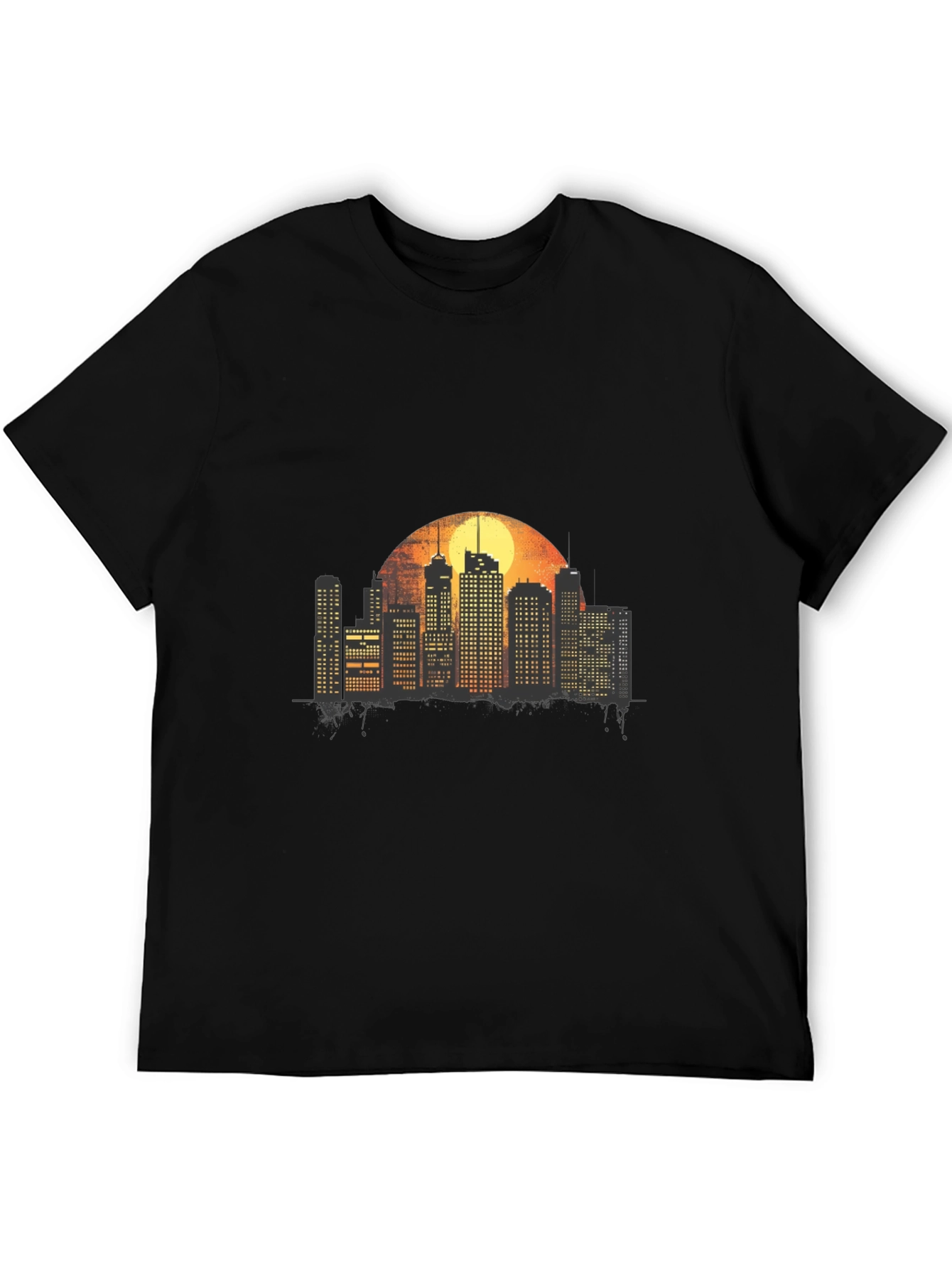 Cityscape Sunset Graphic T-Shirt - Black