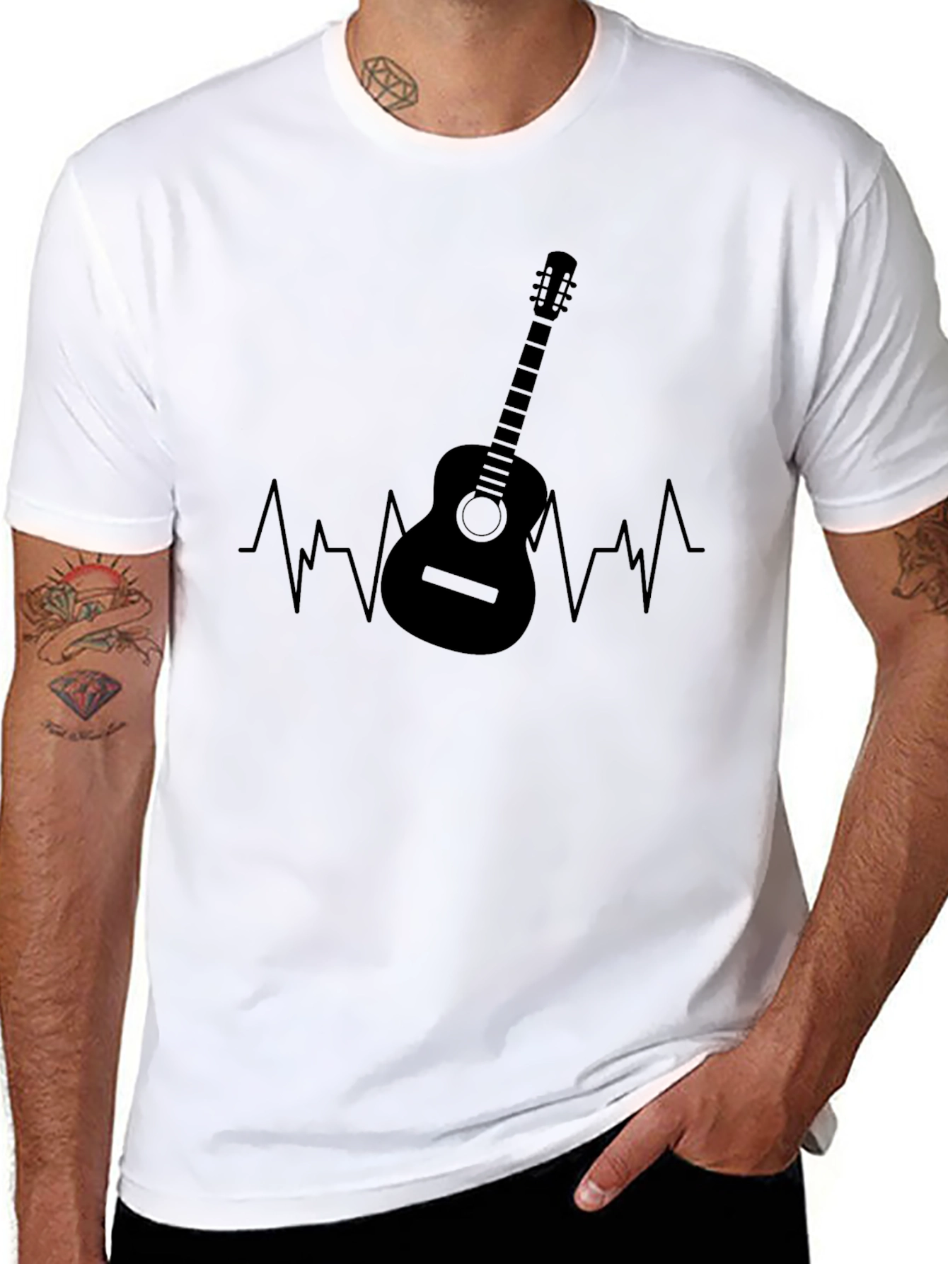 Guitar Heartbeat Graphic T-Shirt