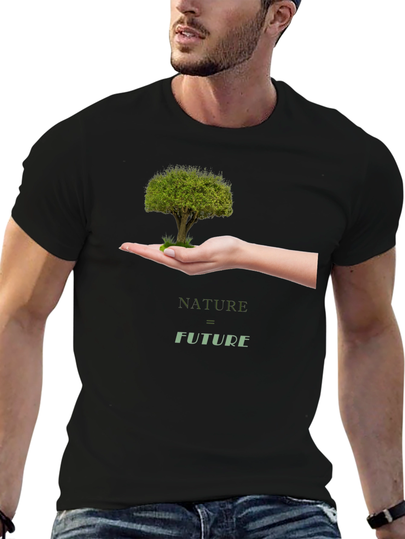 Nature = Future Graphic Tee - Black Cotton