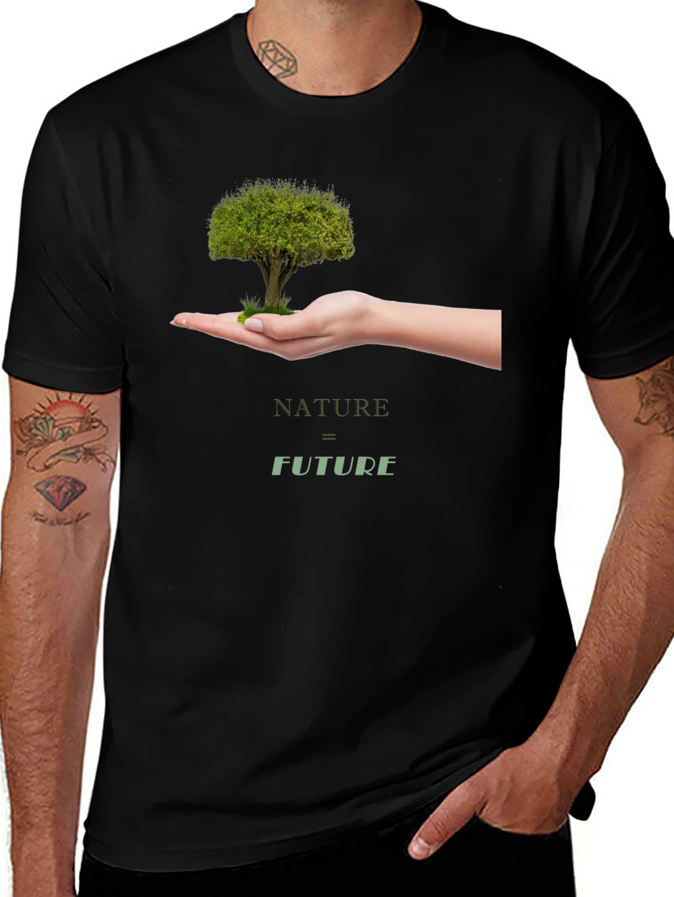 Nature = Future Graphic Tee - Black Cotton