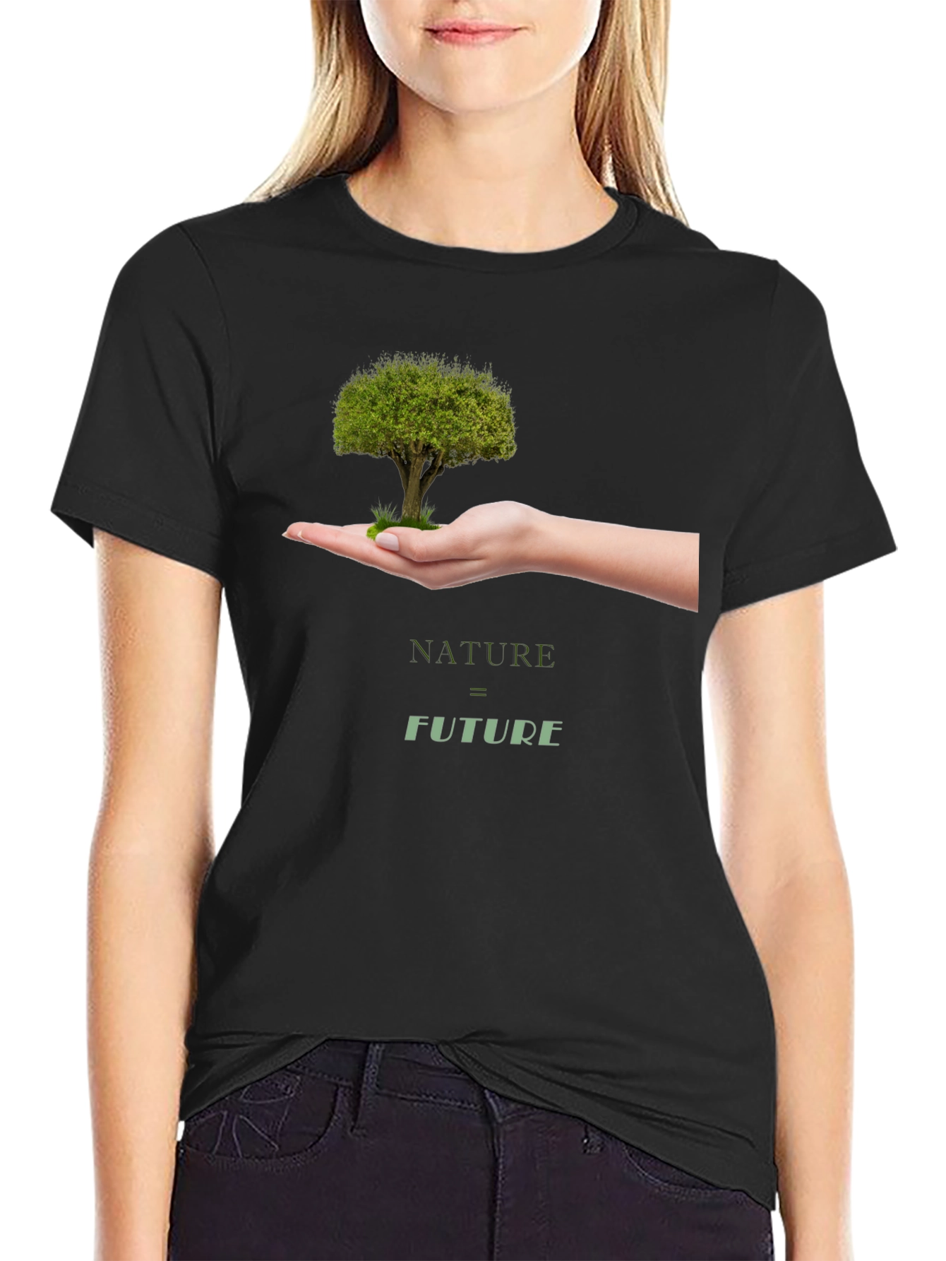 Nature = Future Graphic Tee - Black Cotton